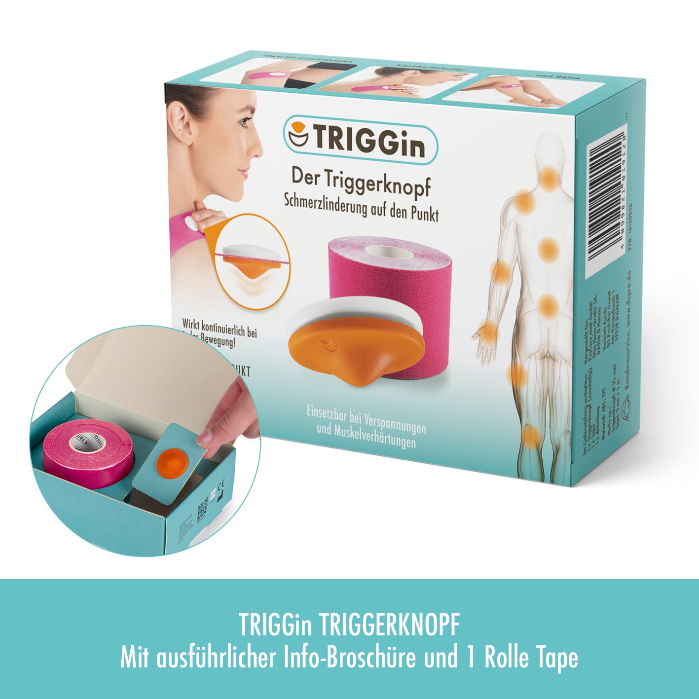 Triggerknopf mit pinkem Tape - 3er-Set