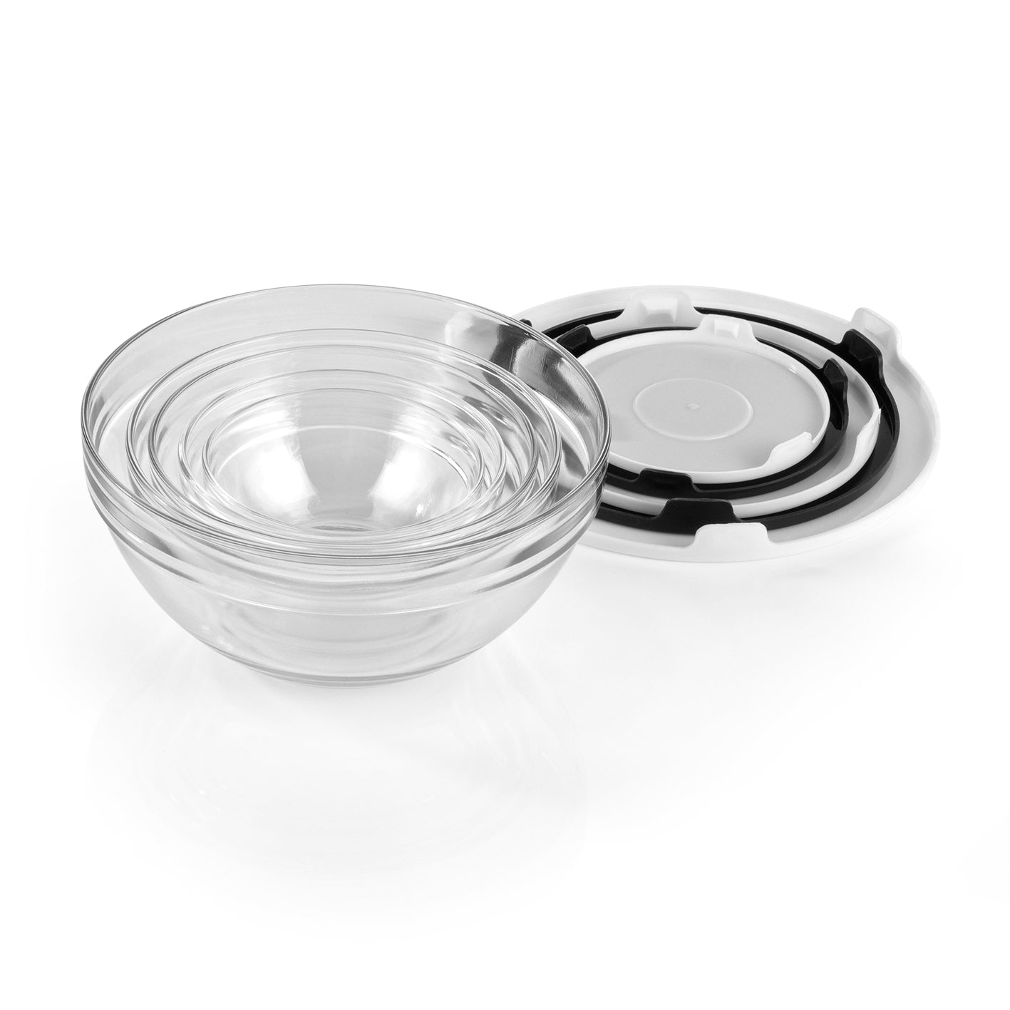 Aufbewahrungs-Schüsseln Glas - Stapelbar - schwarz/weiß