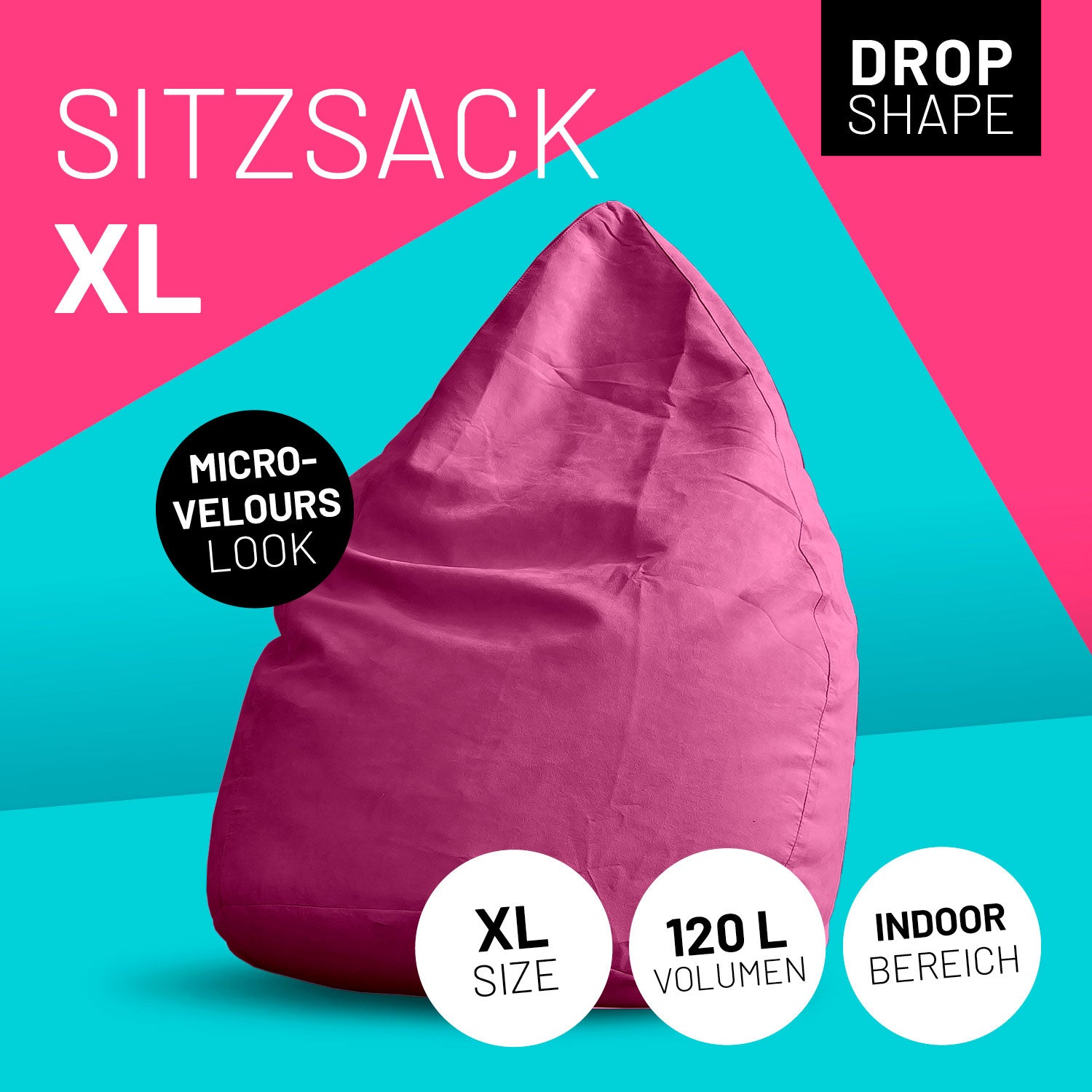 Luxury XL Sitzsack (120 L) - indoor - Pink