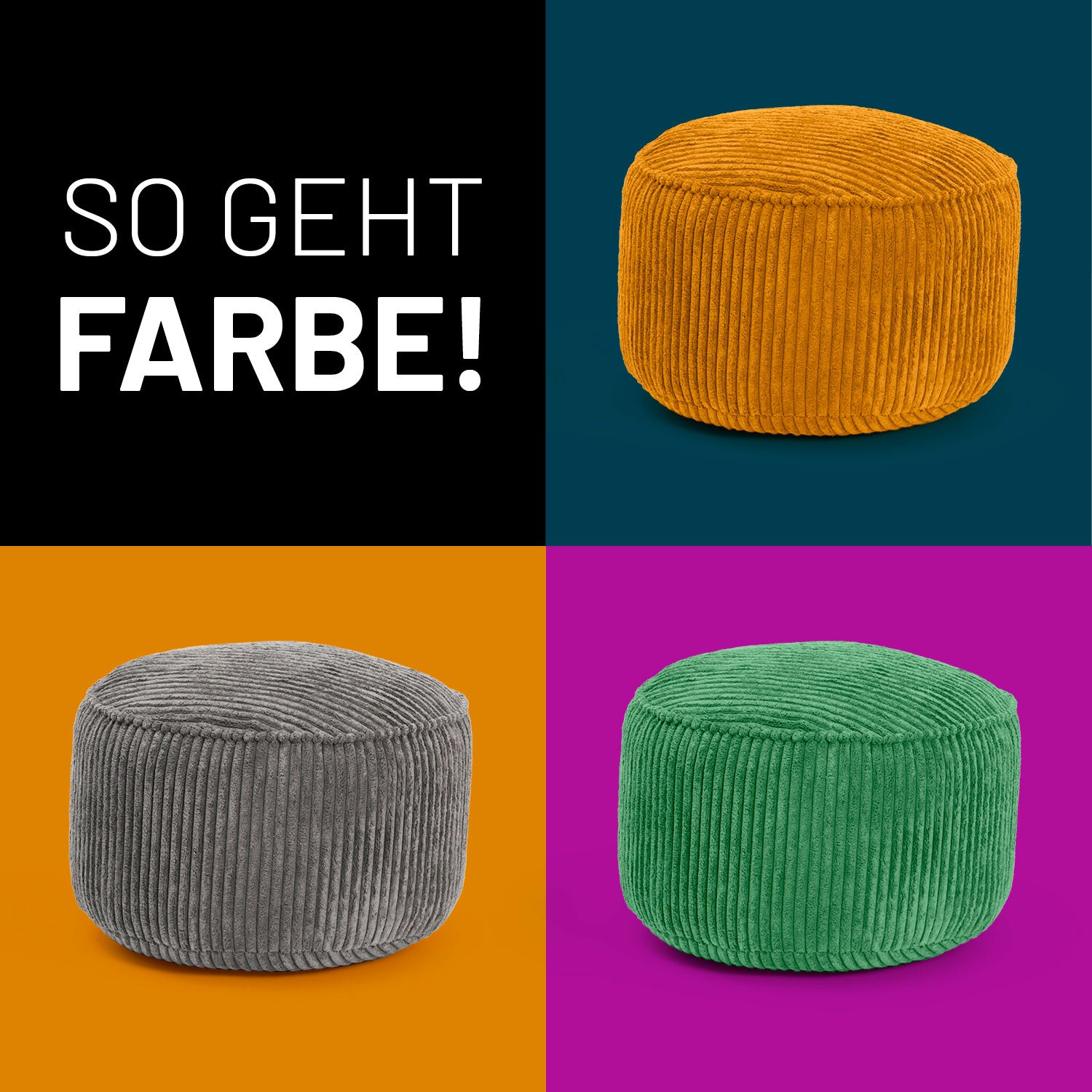 Sitzsack Pouf aus der Cord-Reihe - Dunkelgrün