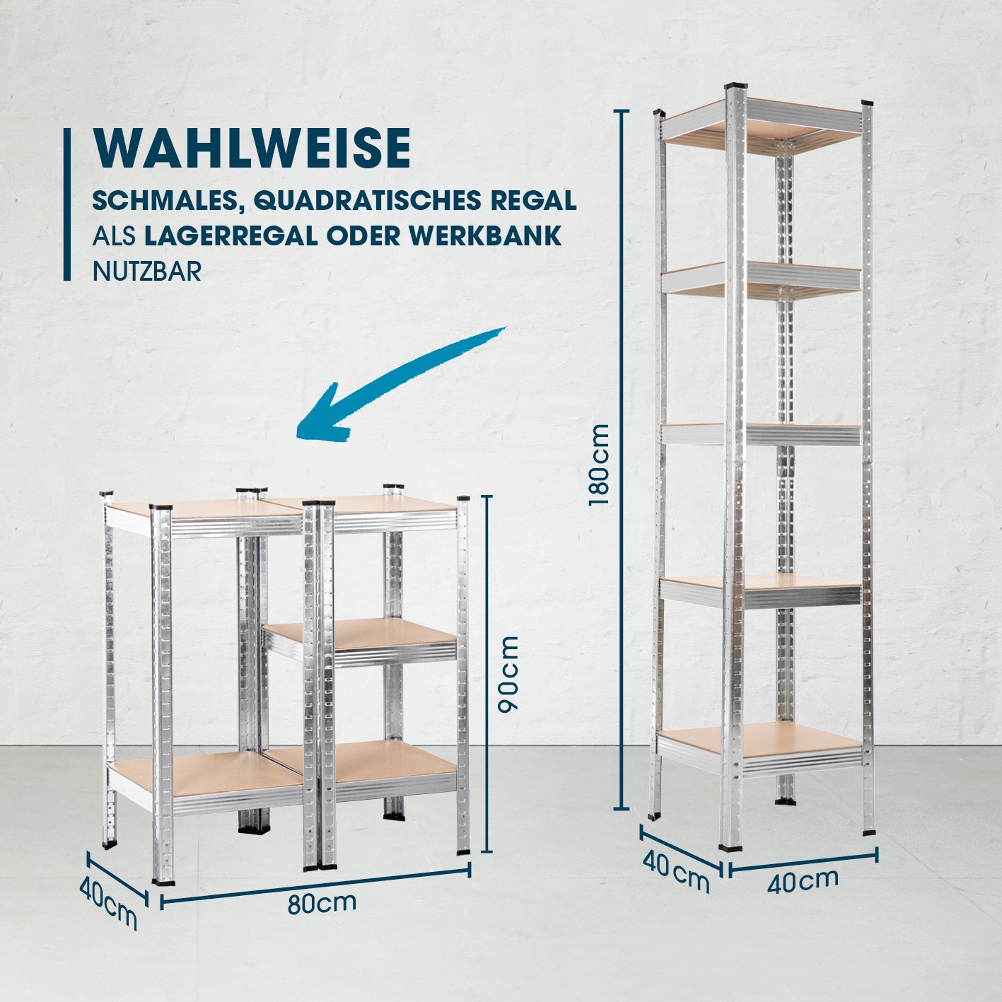 Schwerlastregal & Werkbank 2er-Set - 1750 kg Traglast, 175 kg pro Ebene - TÜV-geprüft