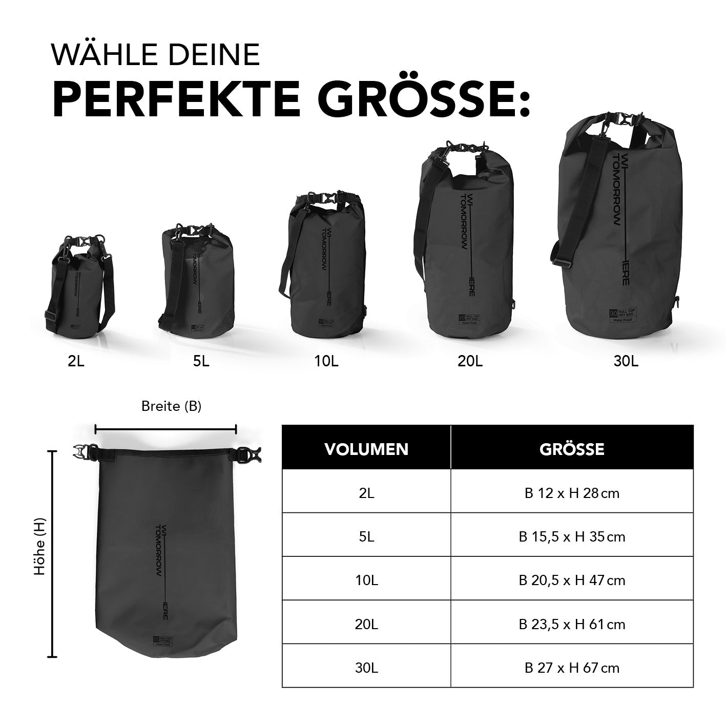 Dry Bag 2L - Style 02 - Schwarz