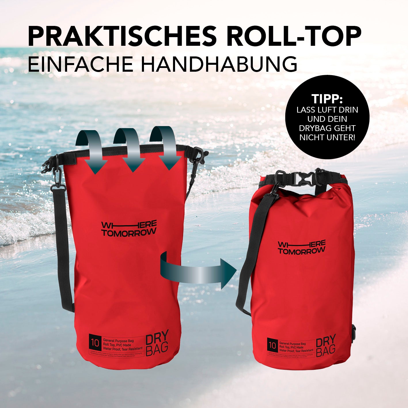 Dry Bag 10L - Style 01 - Rot
