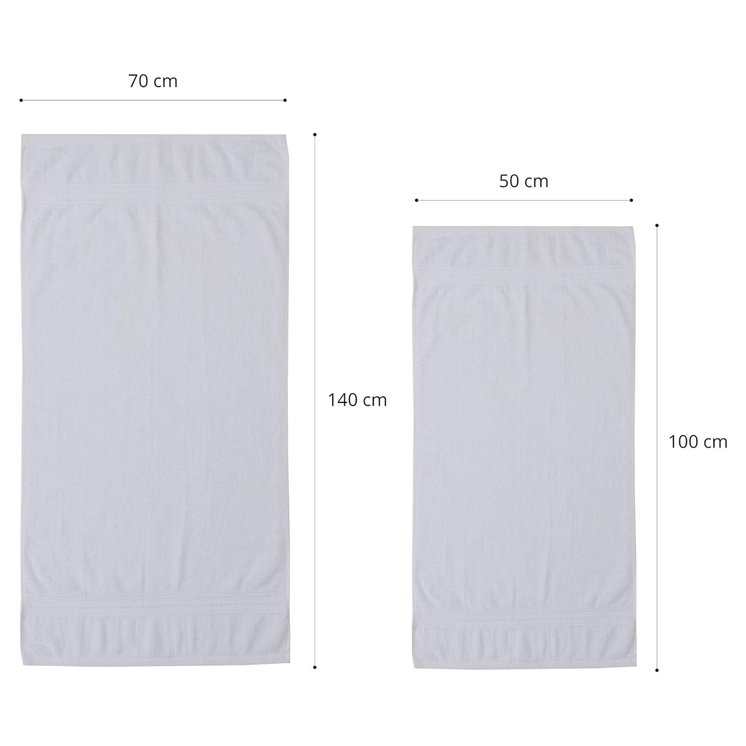 Premium Handtücher 6er-Set - 4 Handtücher 50 x 100 cm + 2 Badetücher 70 x 140 cm - Weiß