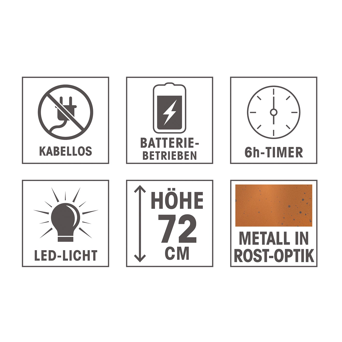 LED-Dekosäule mit Pflanzschale - Rost-Optik - braun