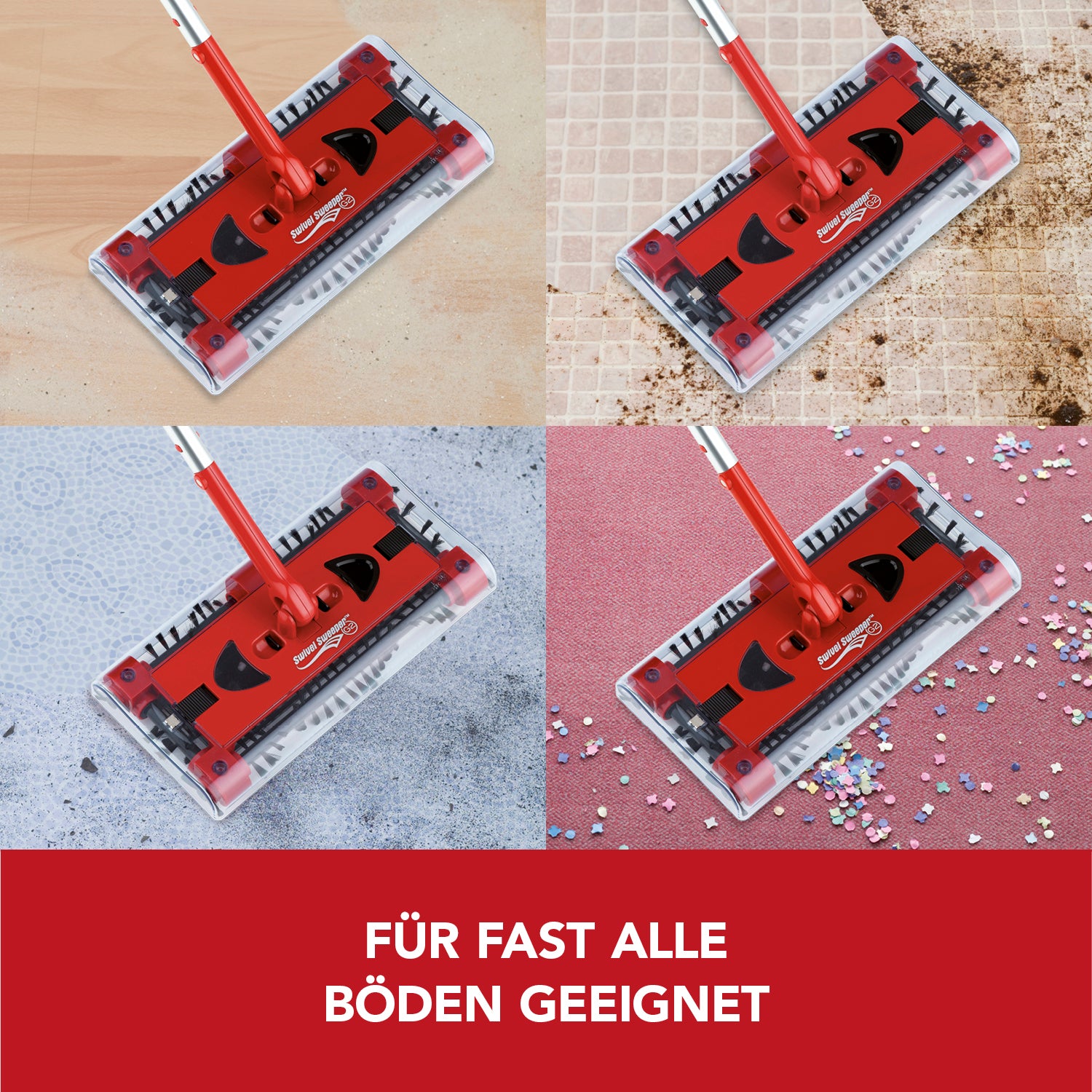Akku-Besen Swivel Sweeper G2 + Ersatz-Akku - kabellos und wiederaufladbar - rot