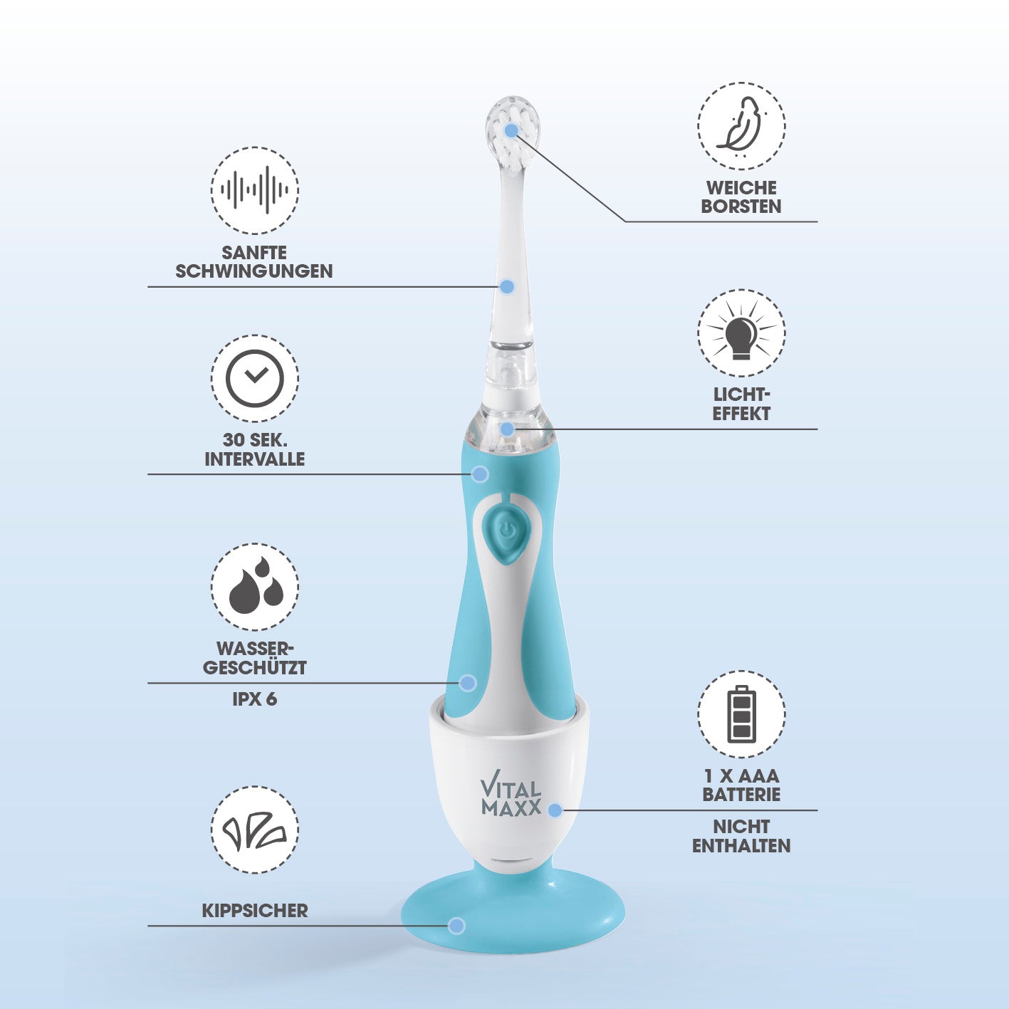 Elektrische Kinder-Zahnbürste mit Smart Timer - Ab 6 Monate* - Blau/Weiß