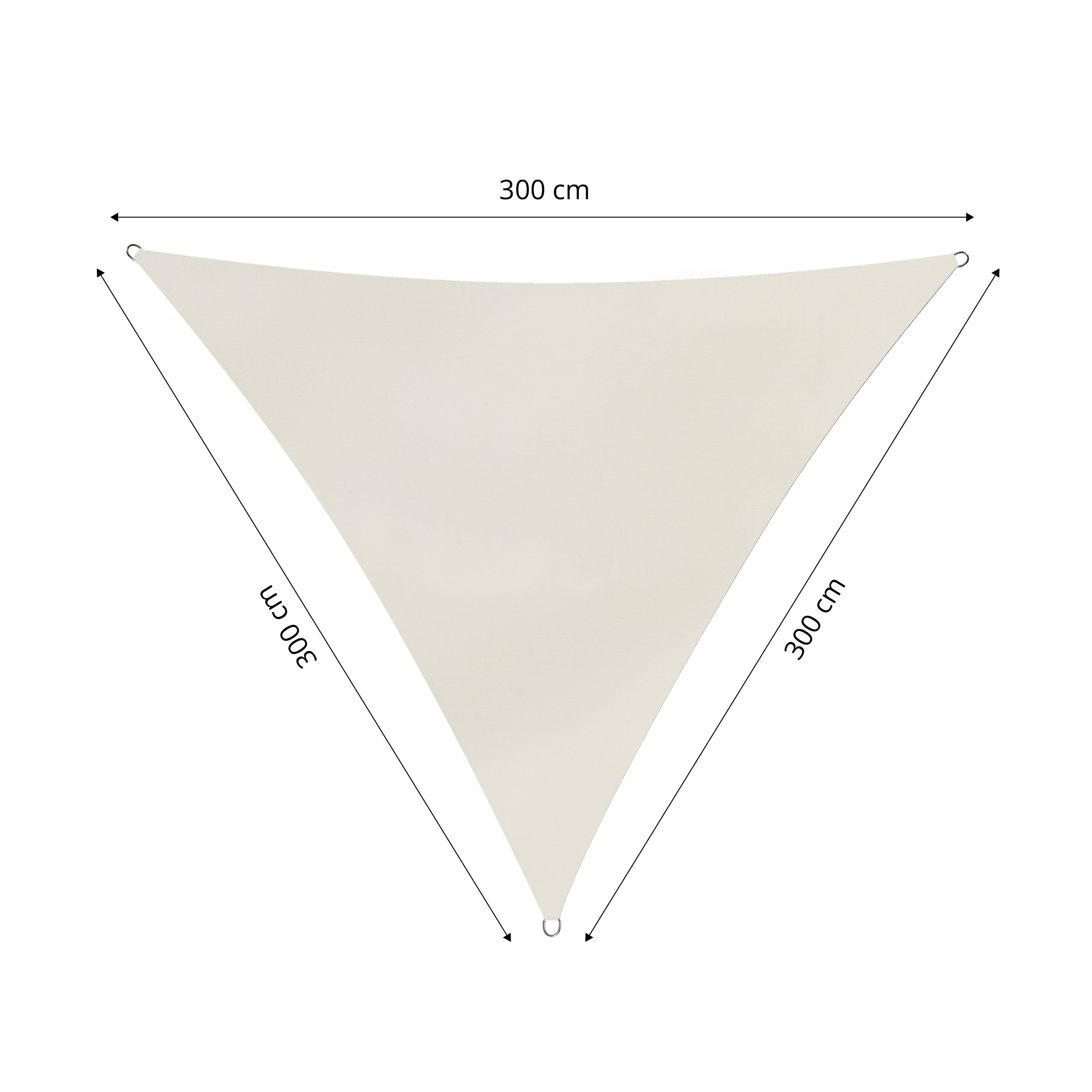 Sonnensegel Polyester - Dreieck 3 x 3 x 3 Meter - Elfenbein