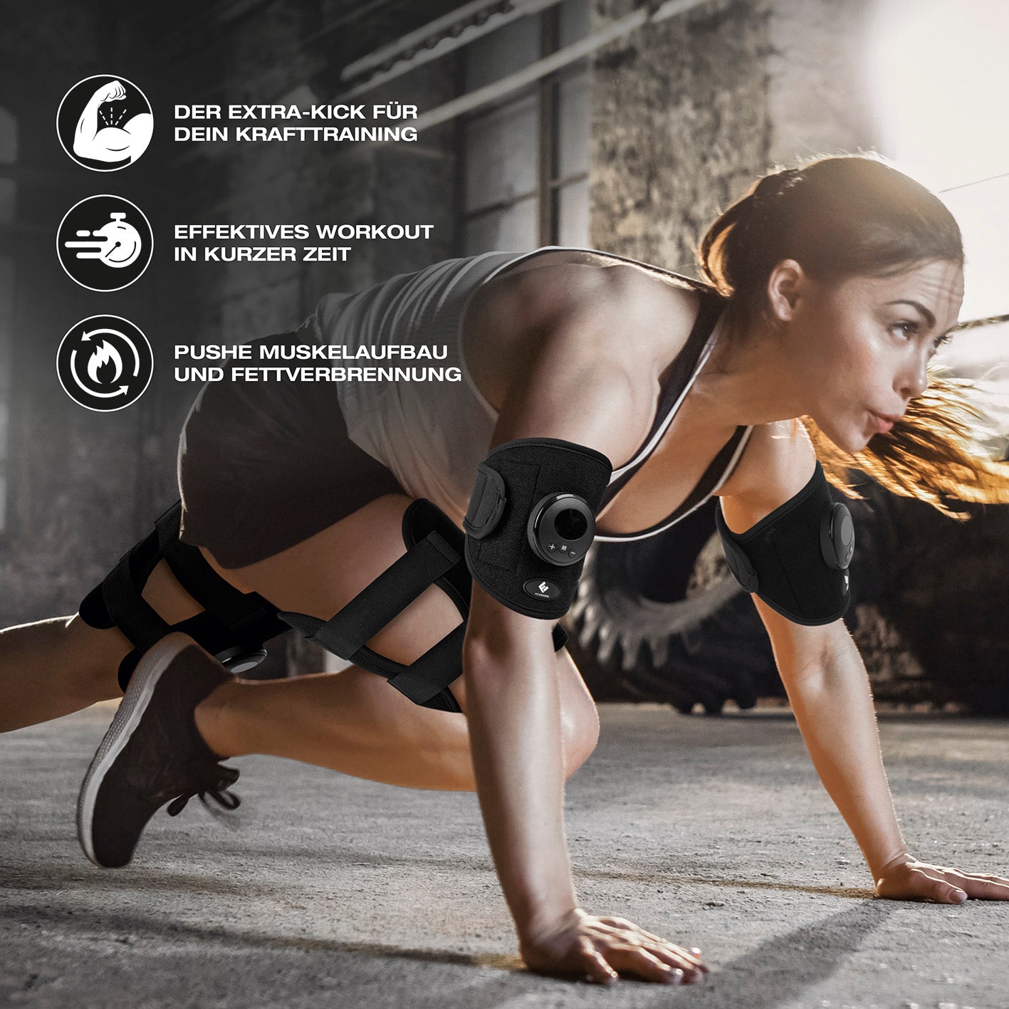 EMS Arm- und Bein-Manschetten - Trainieren mit Elektrischer Muskelstimulation - schwarz