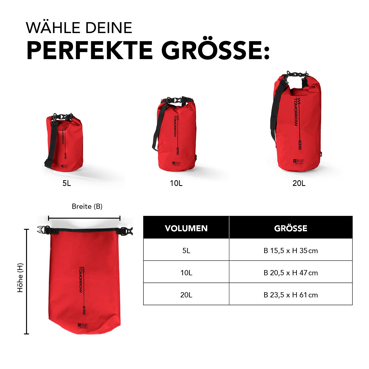 Dry Bag 5L - Style 02 - Rot