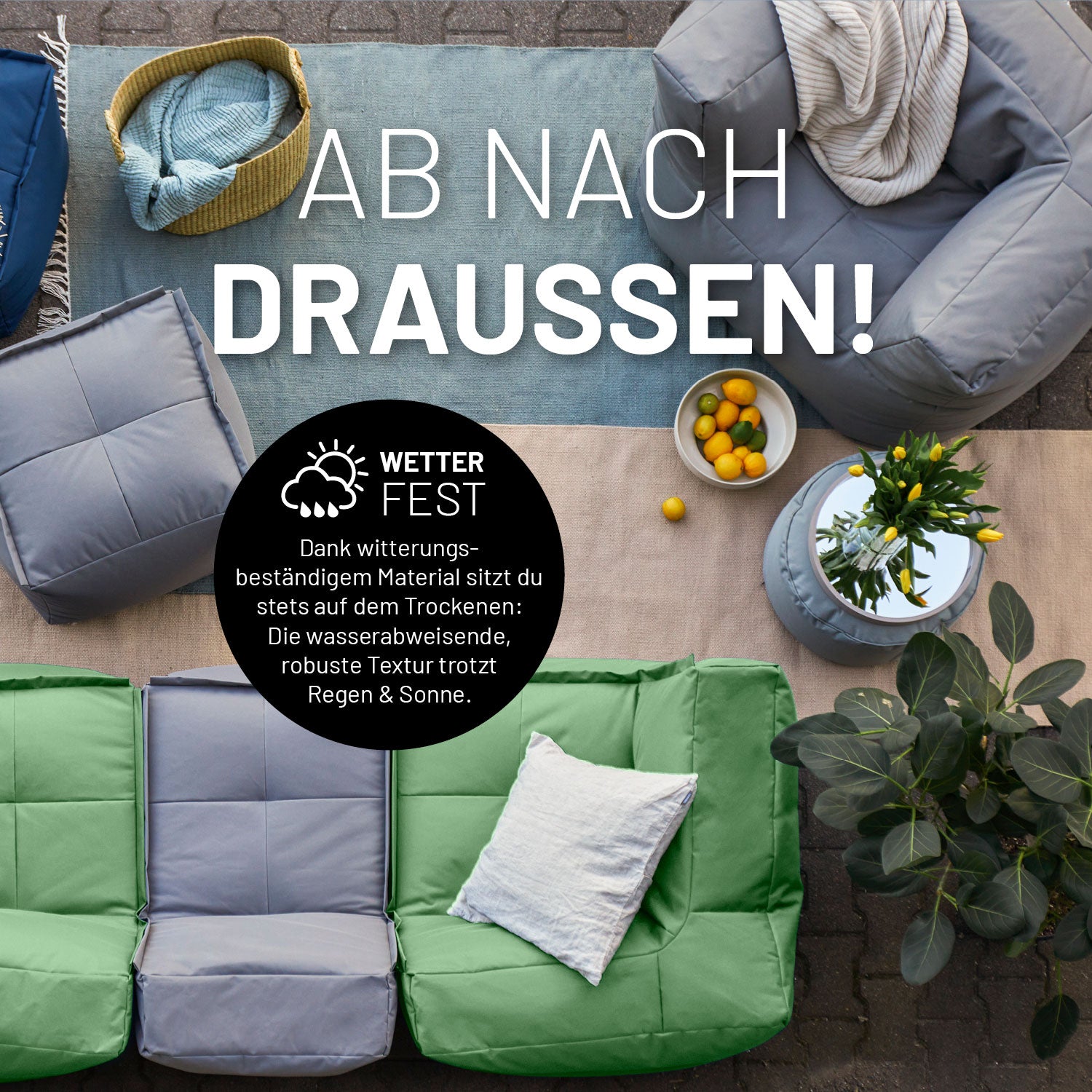 Sitzsack-Sofa Sessel (400 L) - Modulares System - indoor & outdoor - Pastell Grün