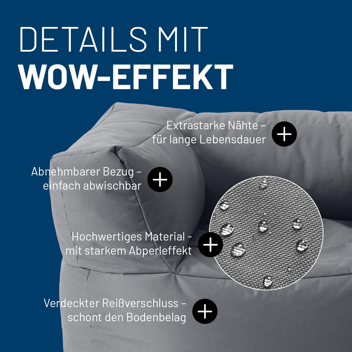 Sitzsack-Sofa Sessel (400 L) - Modulares System - indoor & outdoor - Grau