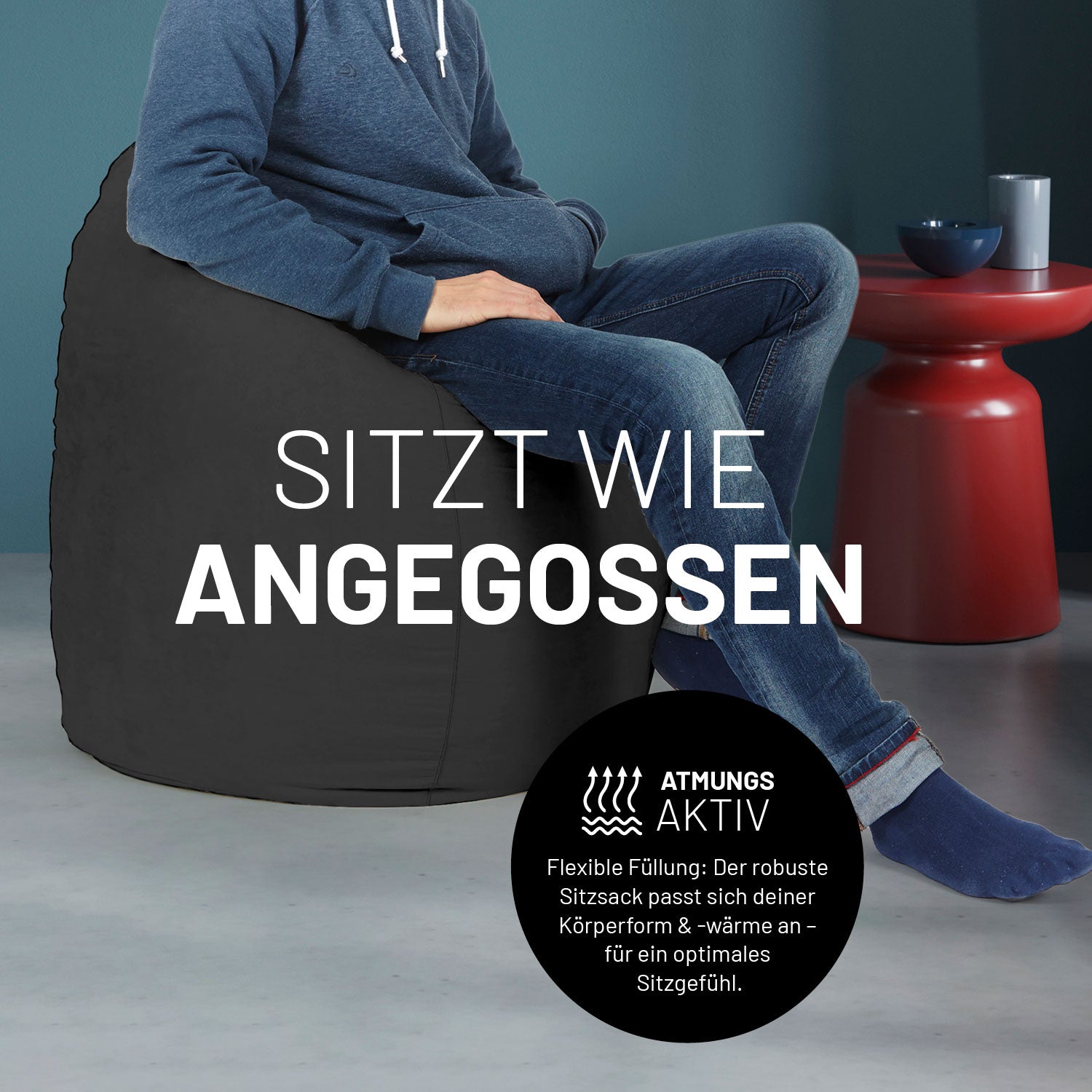 Luxury XL Sitzsack (120 L) - indoor - Schwarz
