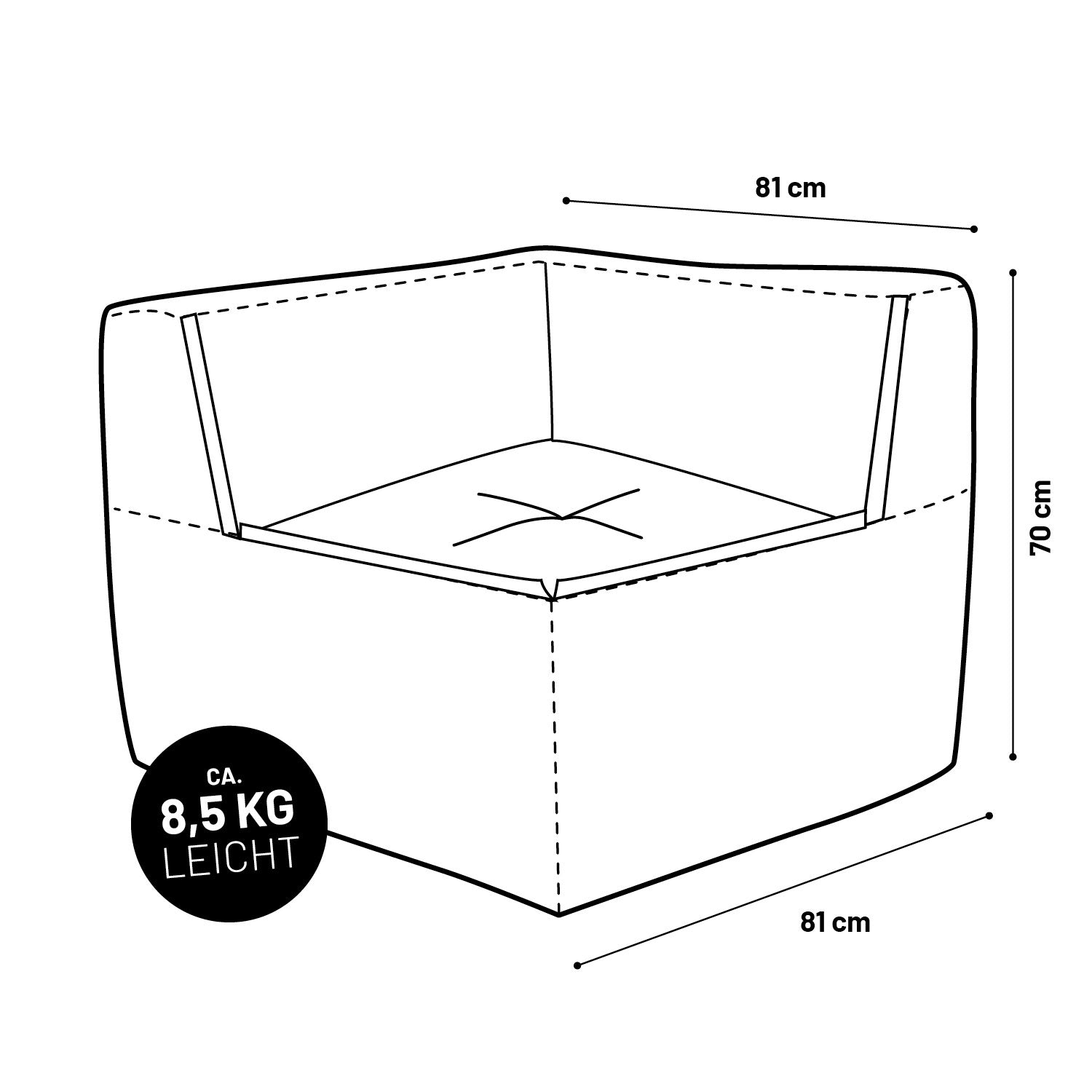 Modulares Eckteil rechts aus der Cord-Reihe - Senfgelb