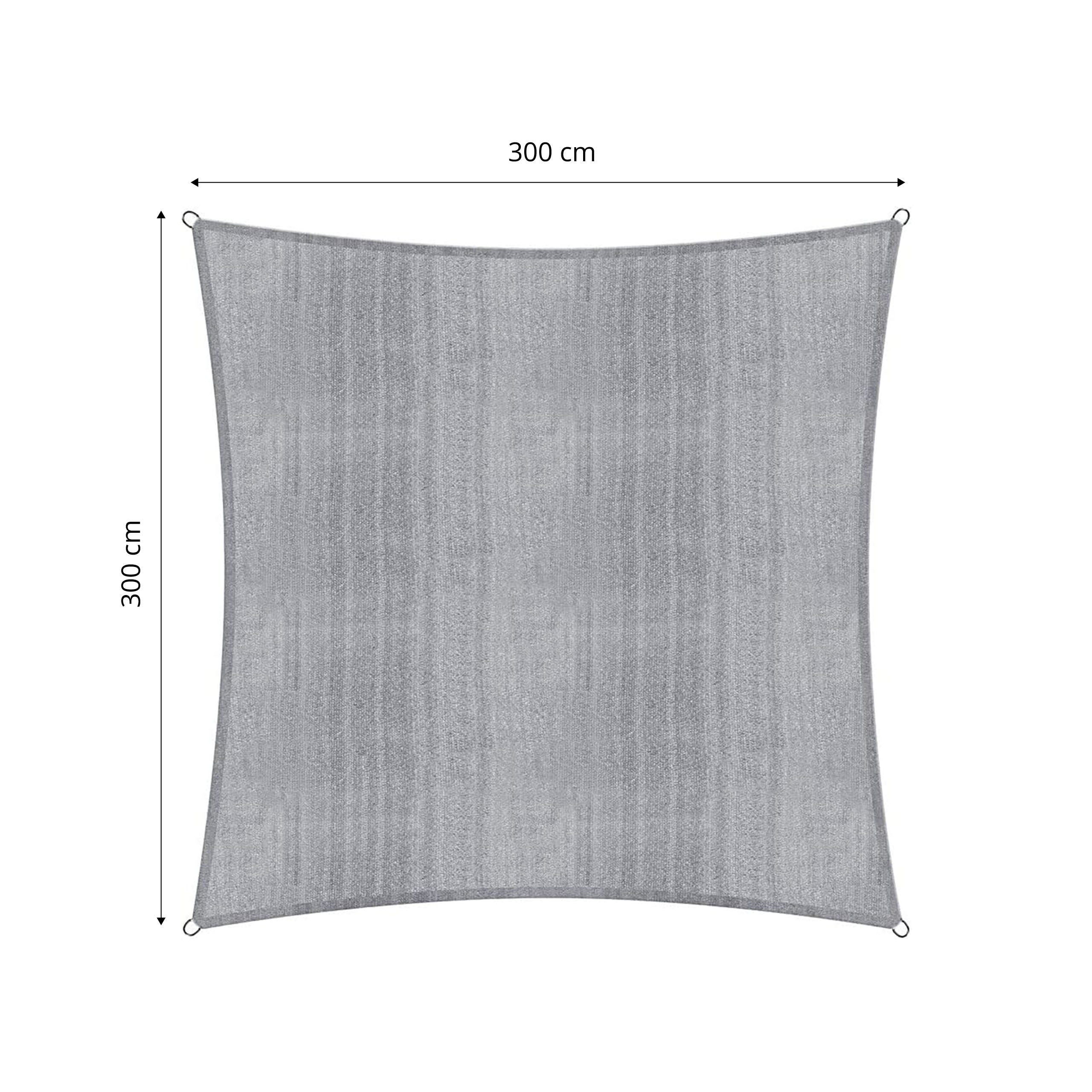 Sonnensegel Polyester - Quadrat 3 x 3 Meter - Hellgrau