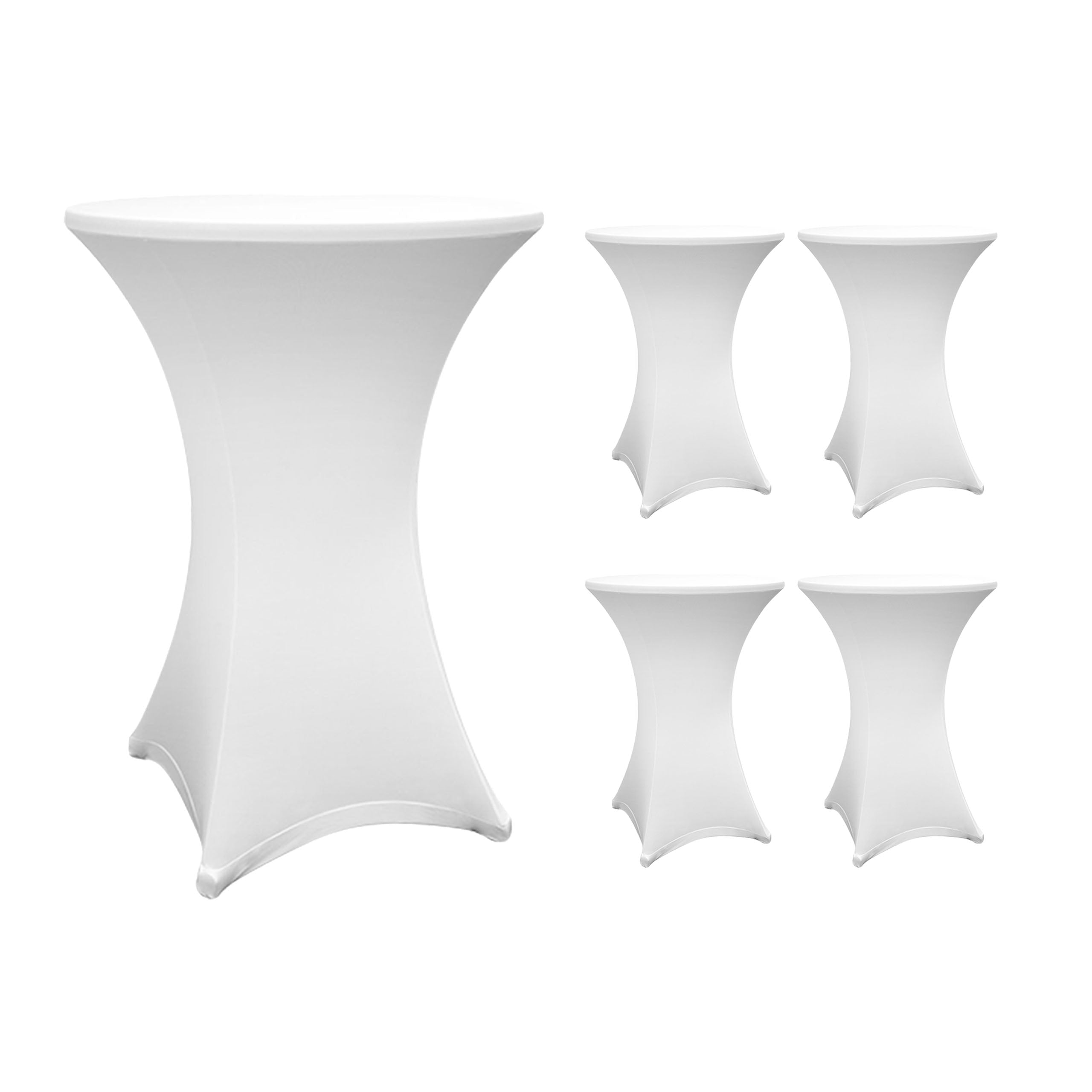 Stehtischhusse - Tisch Bezug - Husse -  Ø 70-75 cm - Weiß - 5er-Set