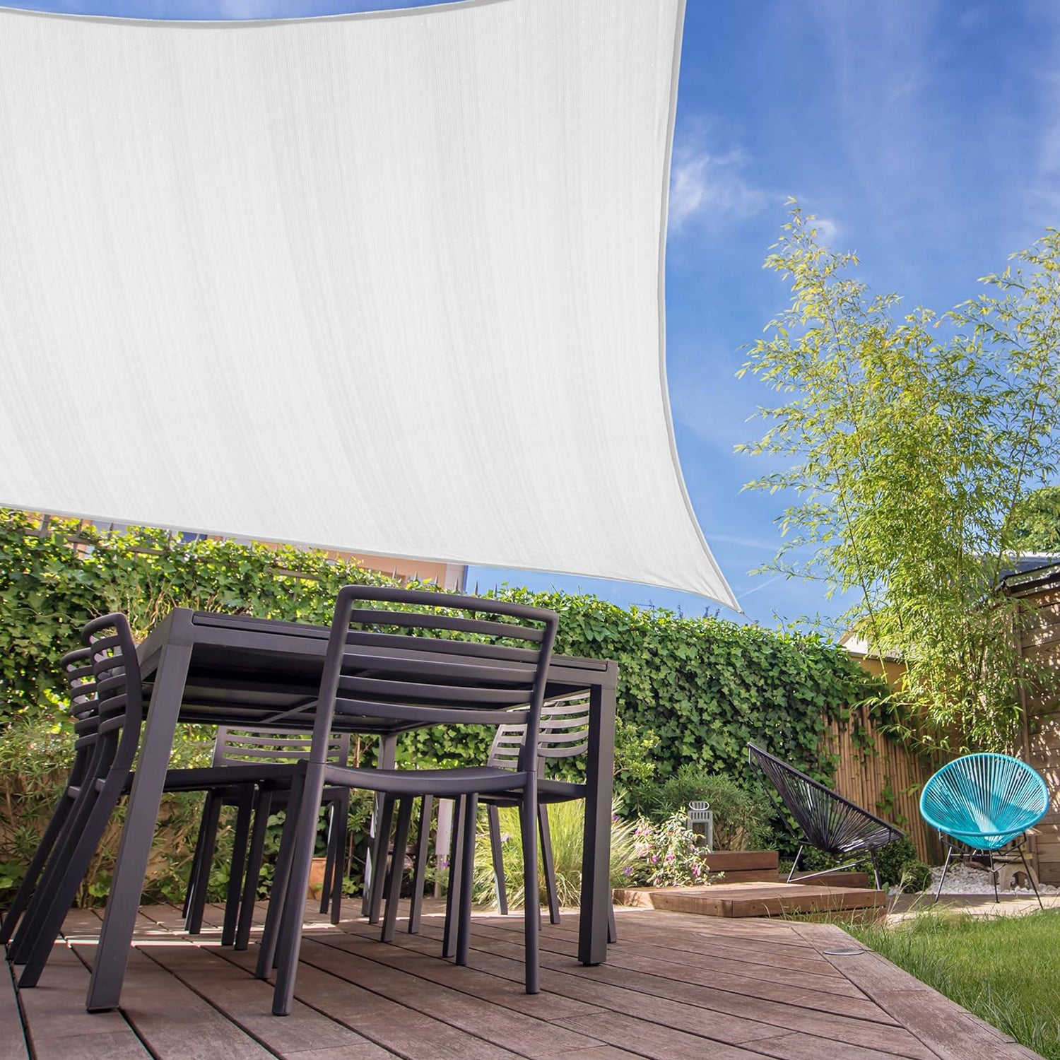 Sonnensegel 100% HDPE mit Stabilisator für UV-Schutz - Rechteck 2 x 3 Meter - Weiß