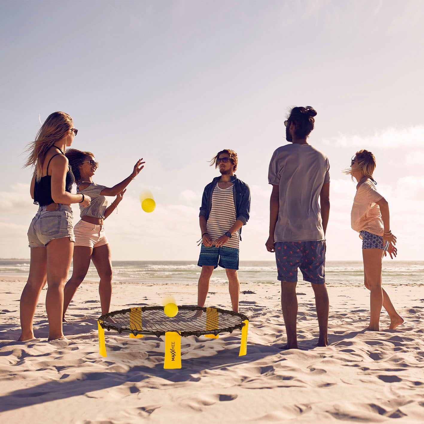Mini-Volleyball-Spiel Spike Ball Set - 6-tlg. - gelb/schwarz