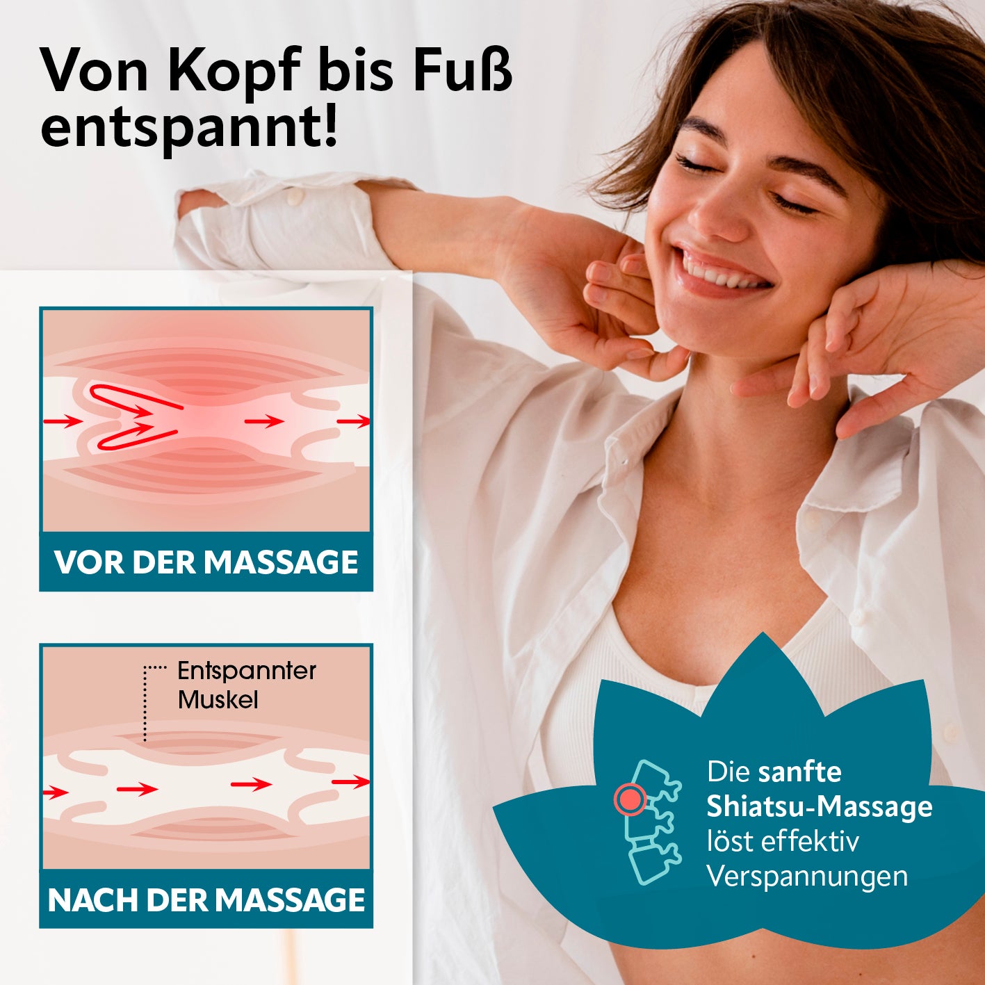 Shiatsu-Massagegerät mit 8 Massagebällen