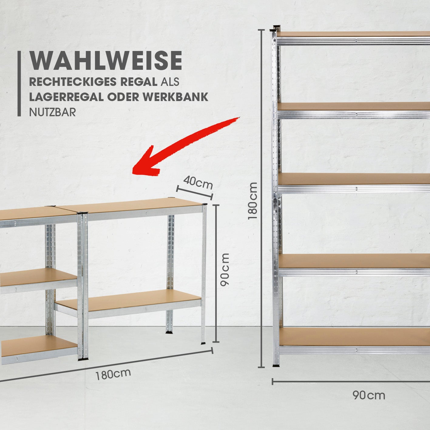 Schwerlastregal & Werkbank - 3er-Set - 2625 kg Traglast, 175 kg pro Ebene & 15 Ebenen