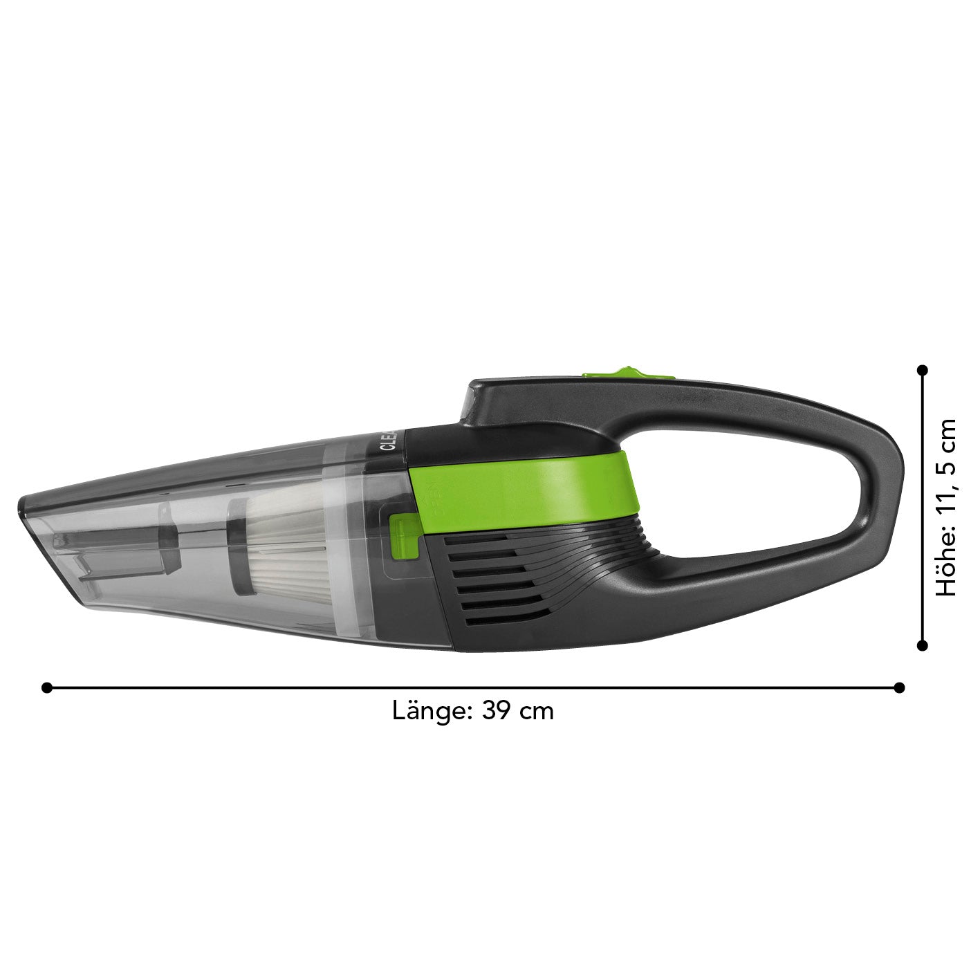 Akku-Handstaubsauger mit Autoadapter - grün/grau