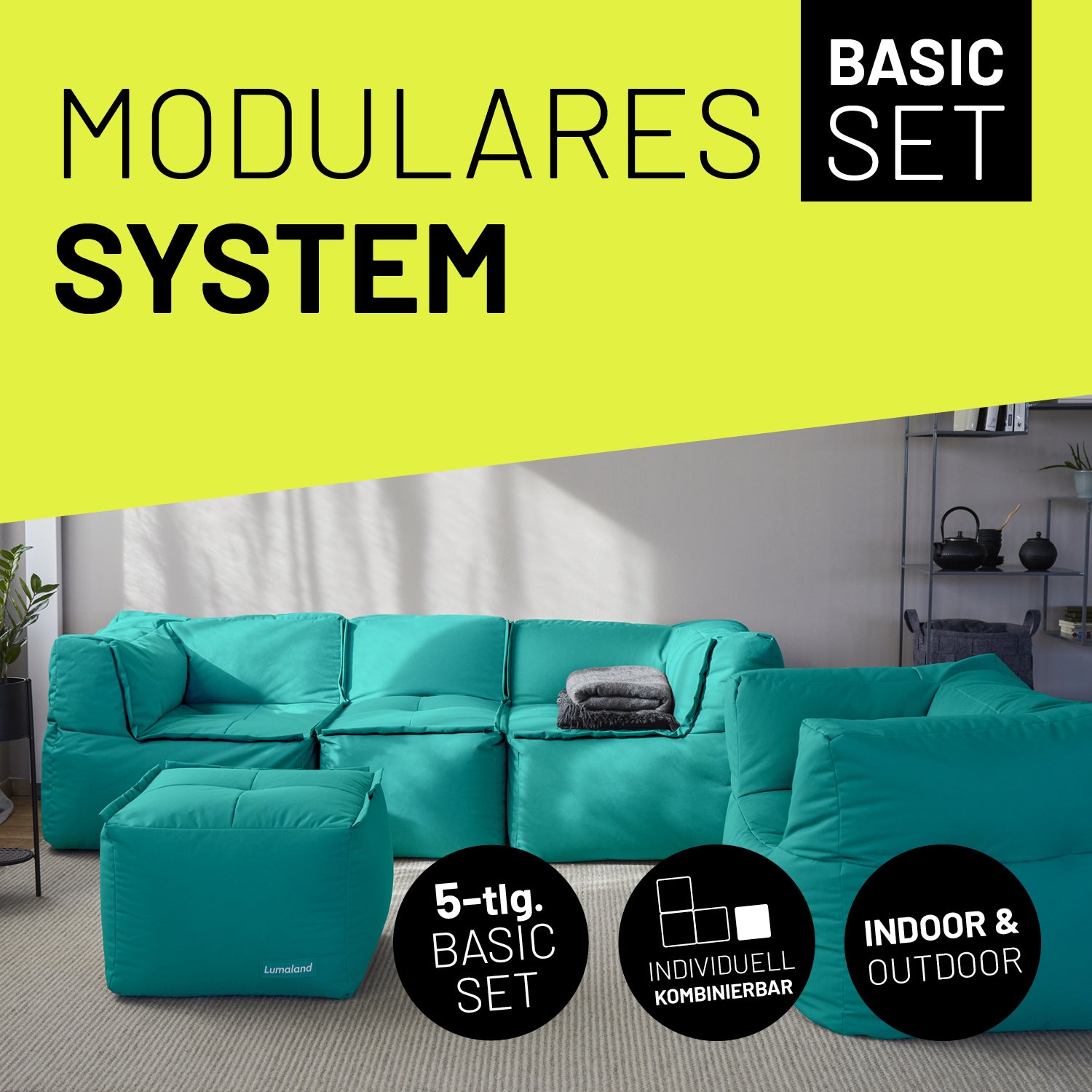 Basic Set (5-tlg.) - Modulares System - In- & outdoor - Türkis