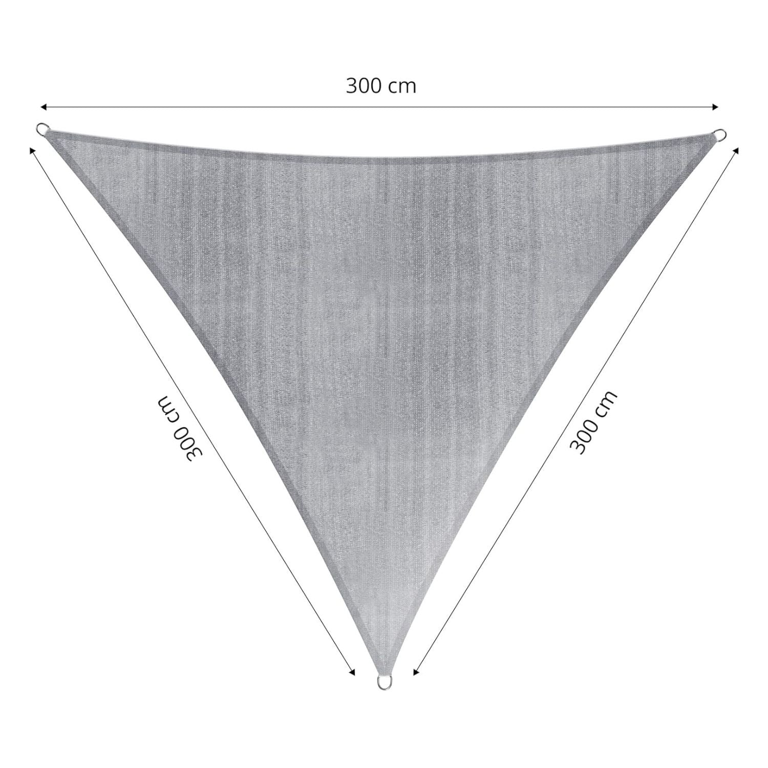 Sonnensegel Polyester - Dreieck 3 x 3 x 3 Meter - Hellgrau