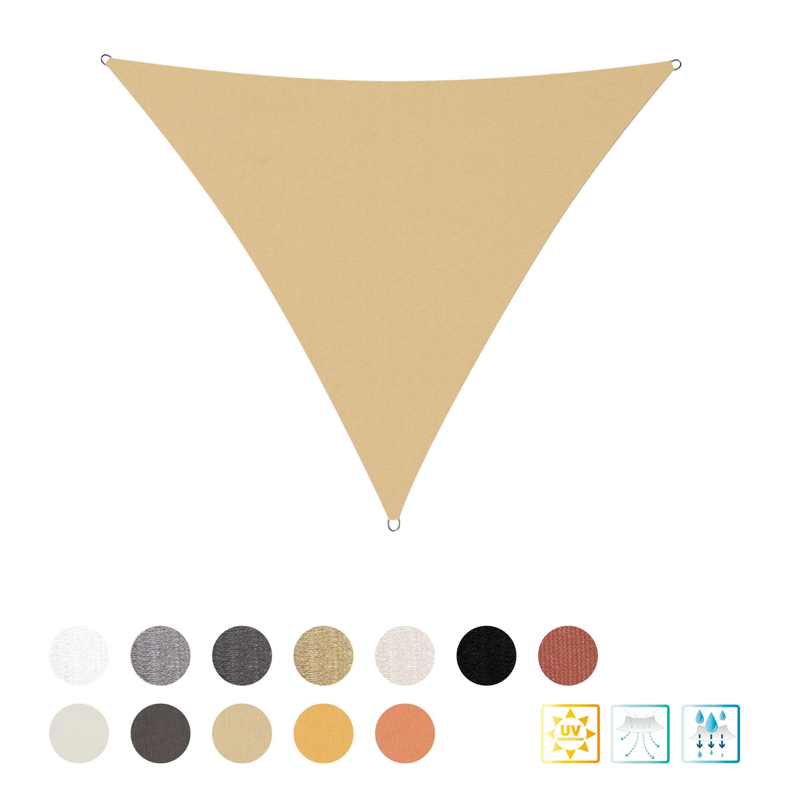 Sonnensegel Polyester - Dreieck 3 x 3 x 3 Meter - Sand