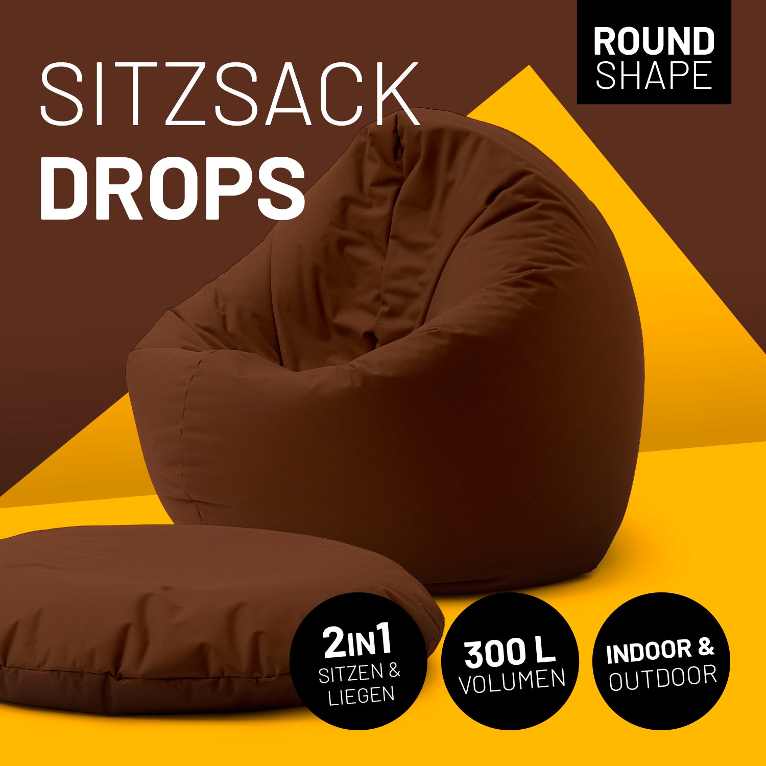 Sitzsack Drops (300 L) - indoor & outdoor - Braun