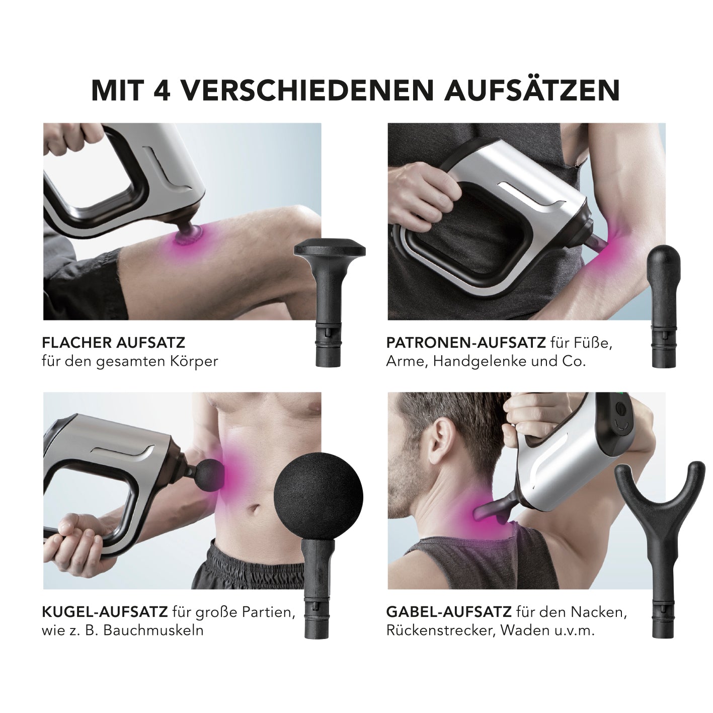 Intensiv-Massagegerät - 3 Geschwindigkeitsstufen - schwarz/silber