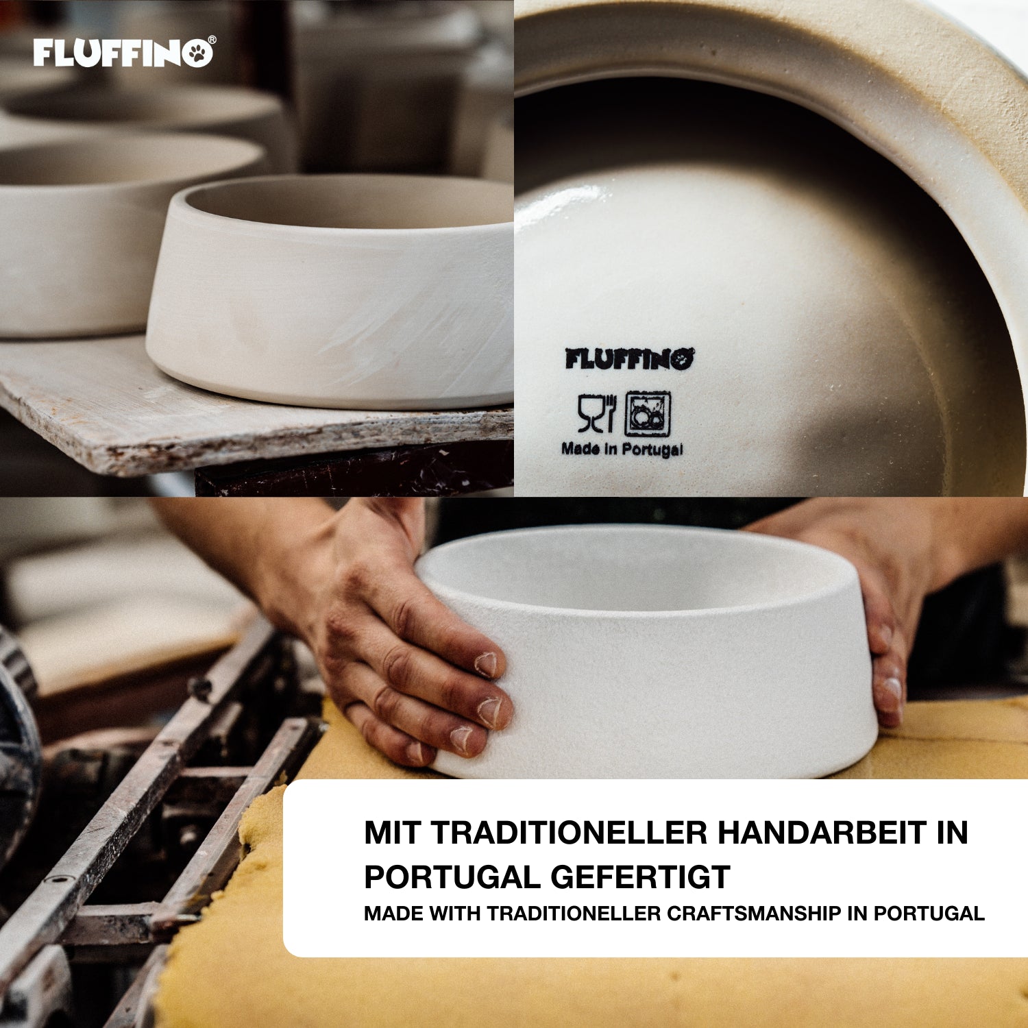 Hundenapf / Futternapf Keramik - 800 ml - Lebensmittelecht - Grau