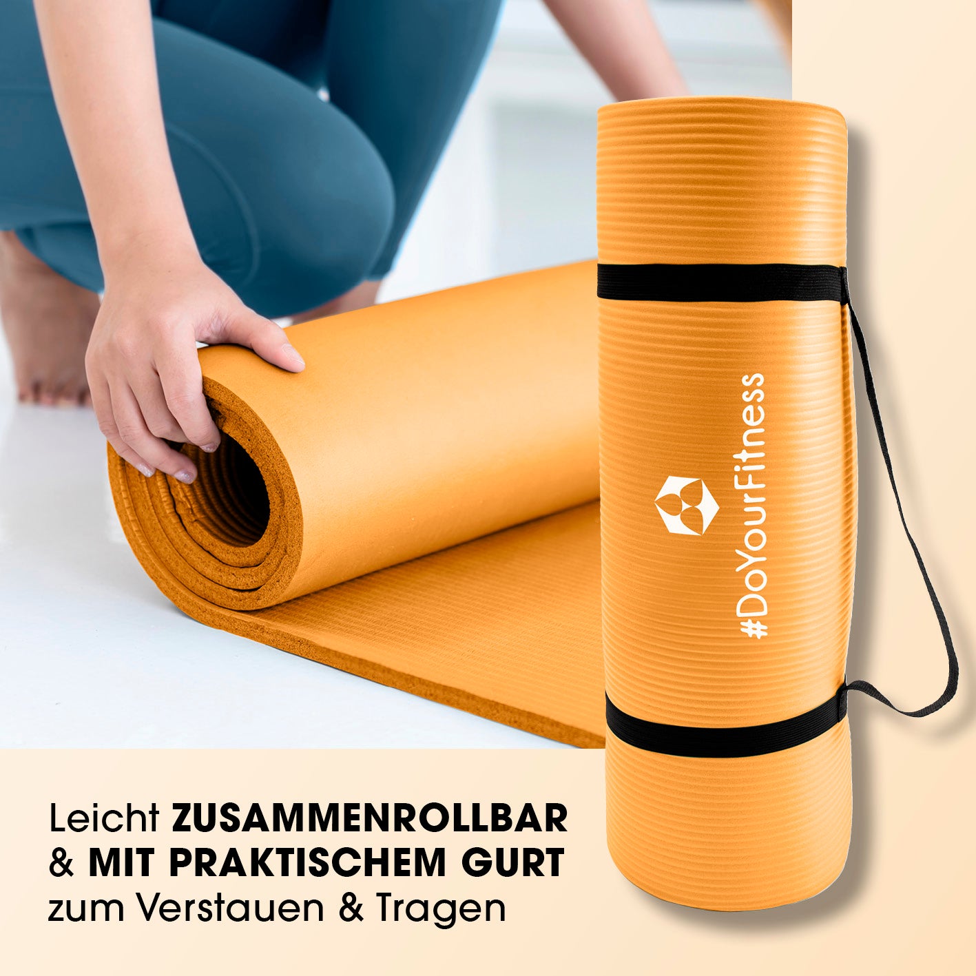 Fitness- und Gymnastikmatte - 190 x 100 x 1 cm - Orange