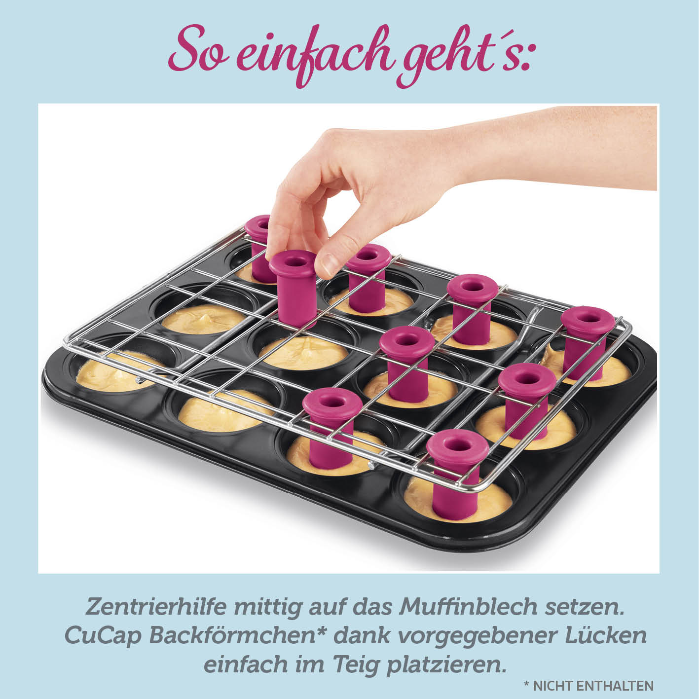 Backblech mit Zentrierhilfe für Muffins & Cupcakes