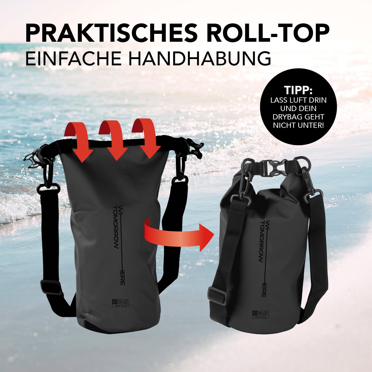 Dry Bag 2L - Style 02 - Schwarz