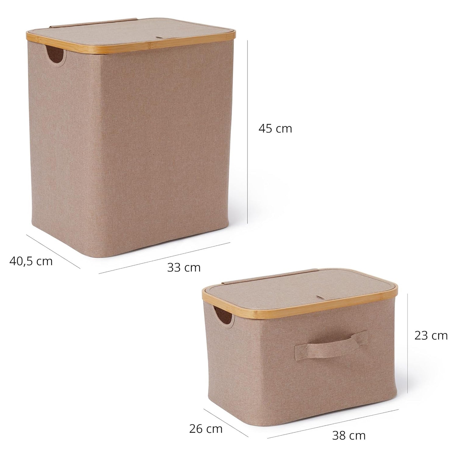 Aufbewahrungsbox mit Bambus-Rahmen - 3er-Set - Taupe