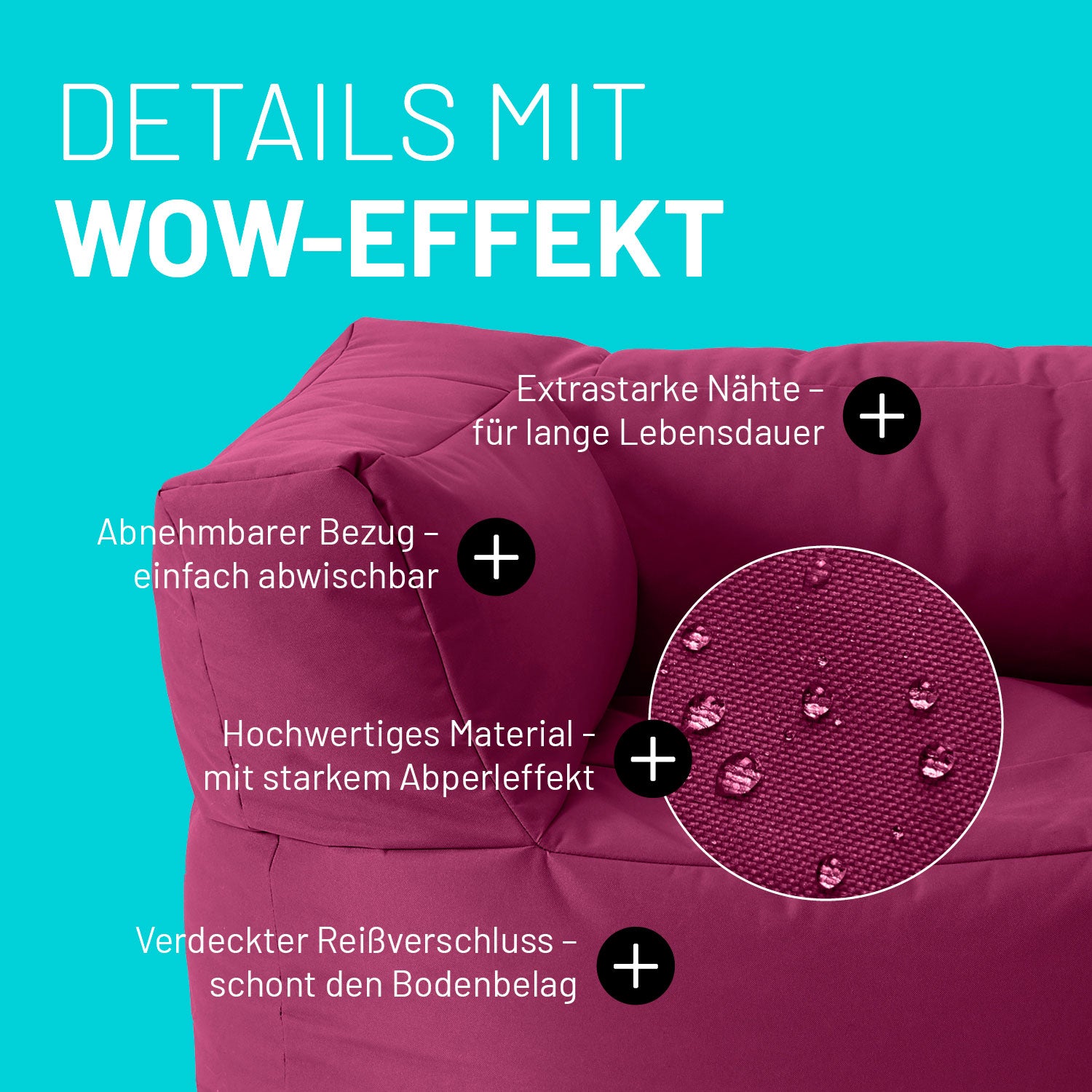Sitzsack-Sofa Sessel (400 L) - Modulares System - indoor & outdoor - Rotwein