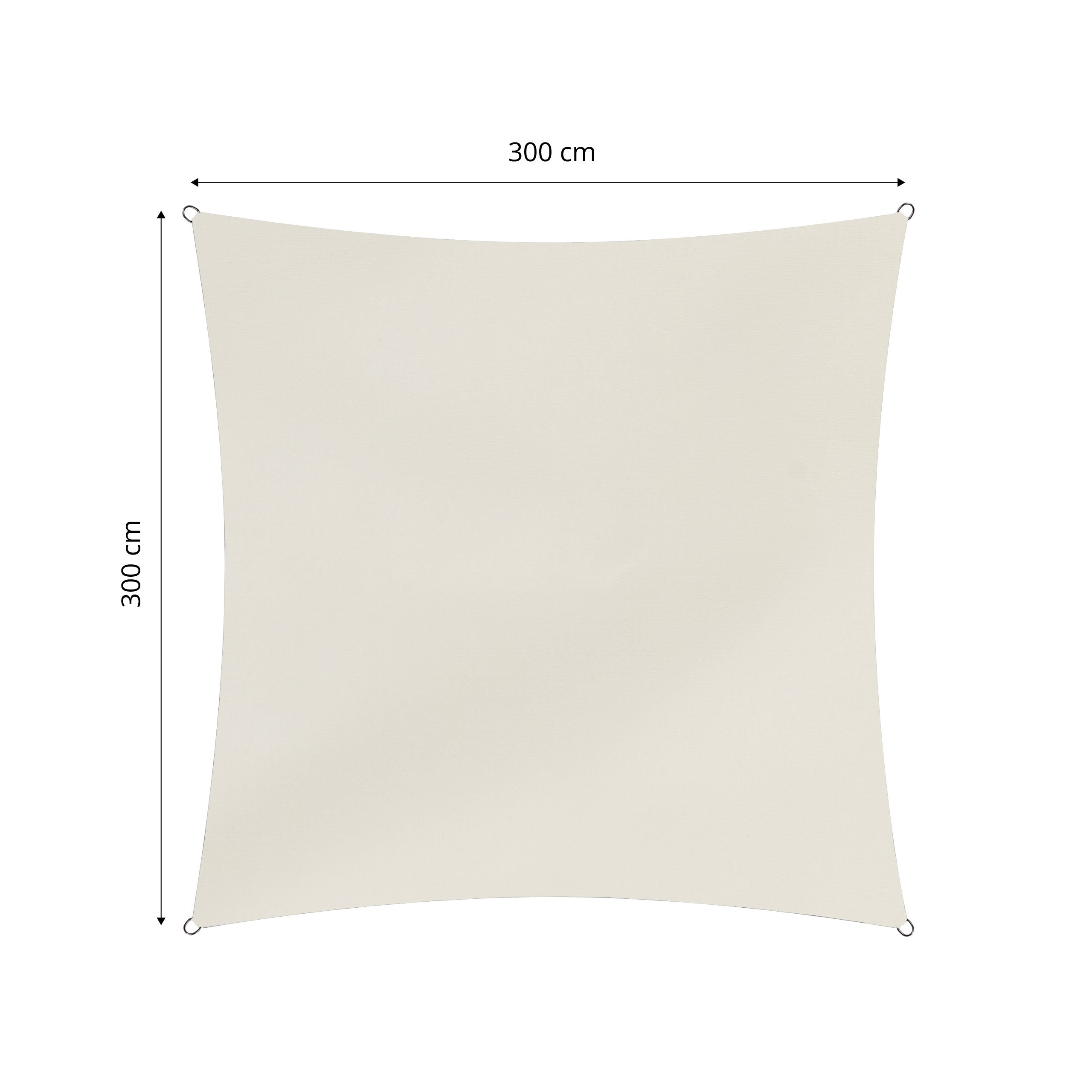 Sonnensegel Polyester - Quadrat 3 x 3 Meter - Elfenbein