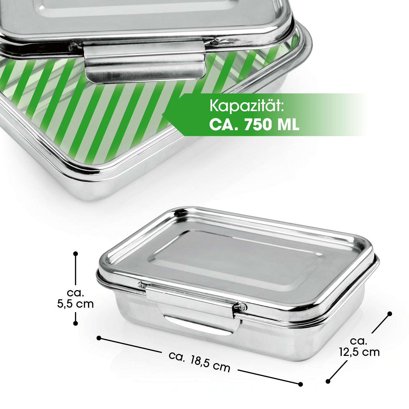 Lunchbox Klick-it 2-tlg. - 18,5 x 12,6 x 5,6 cm - Edelstahl