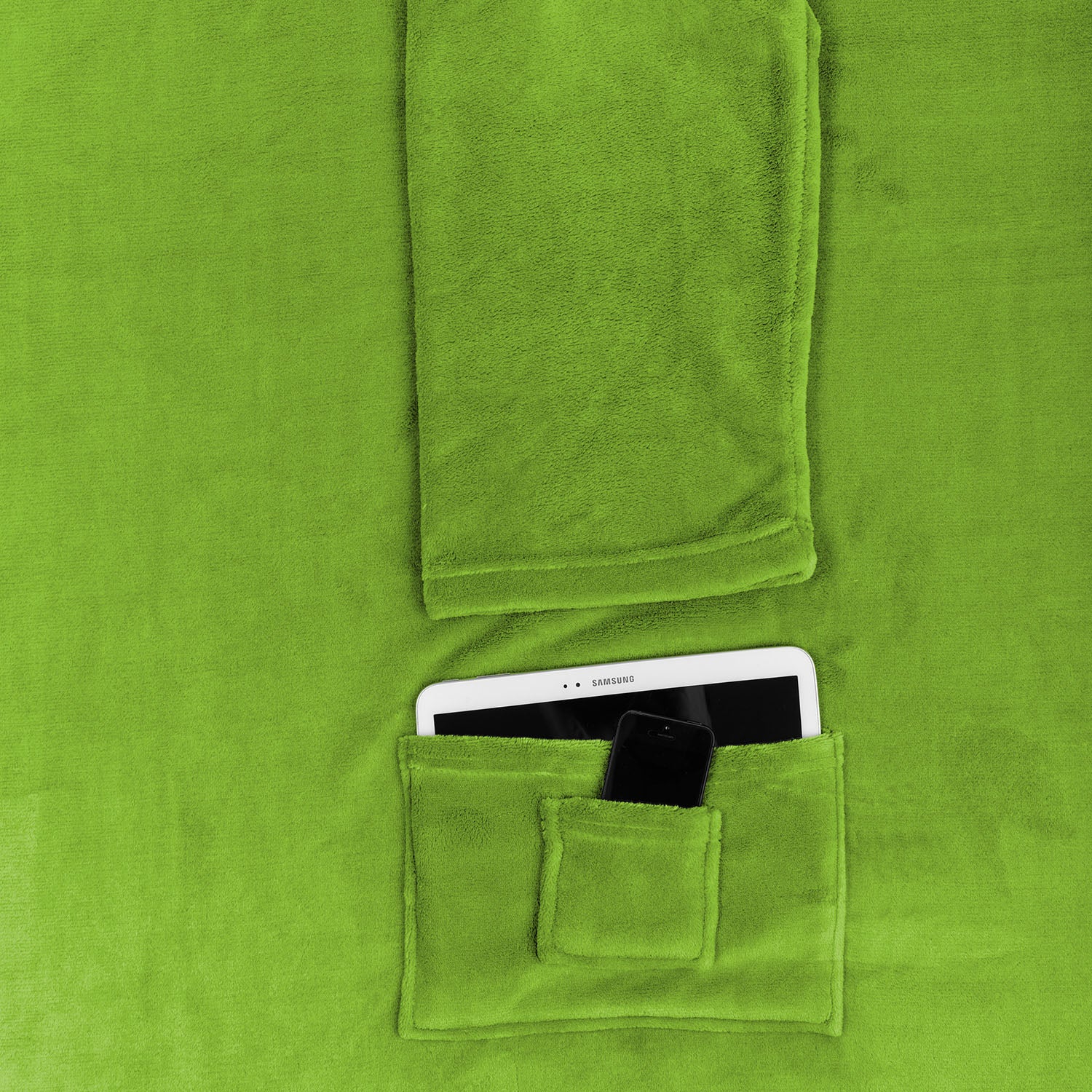 Kuscheldecke - 170 x 200 cm - 50 cm Fußtasche - Sofadecke & Tagesdecke - Grün