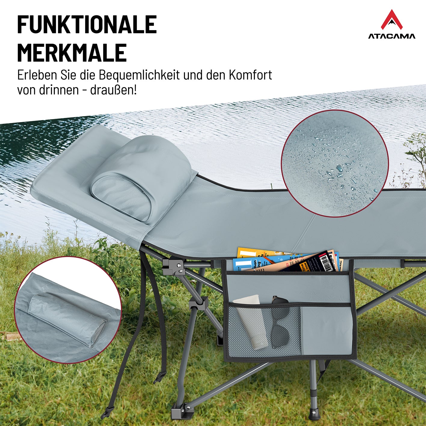 Campingbett mit Matratze - 190 x 68 cm