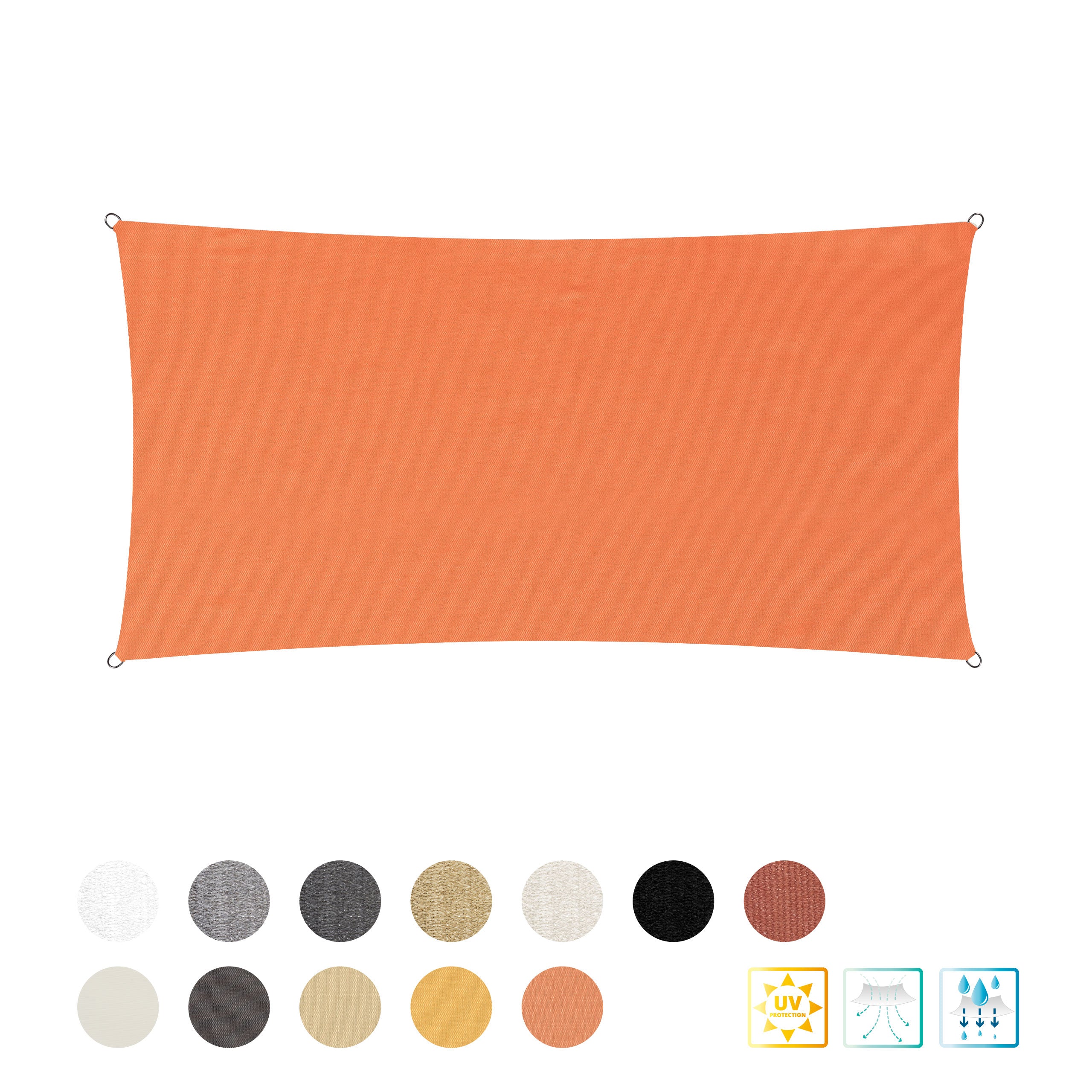 Sonnensegel Polyester - Rechteck 2 x 4 Meter - Orange