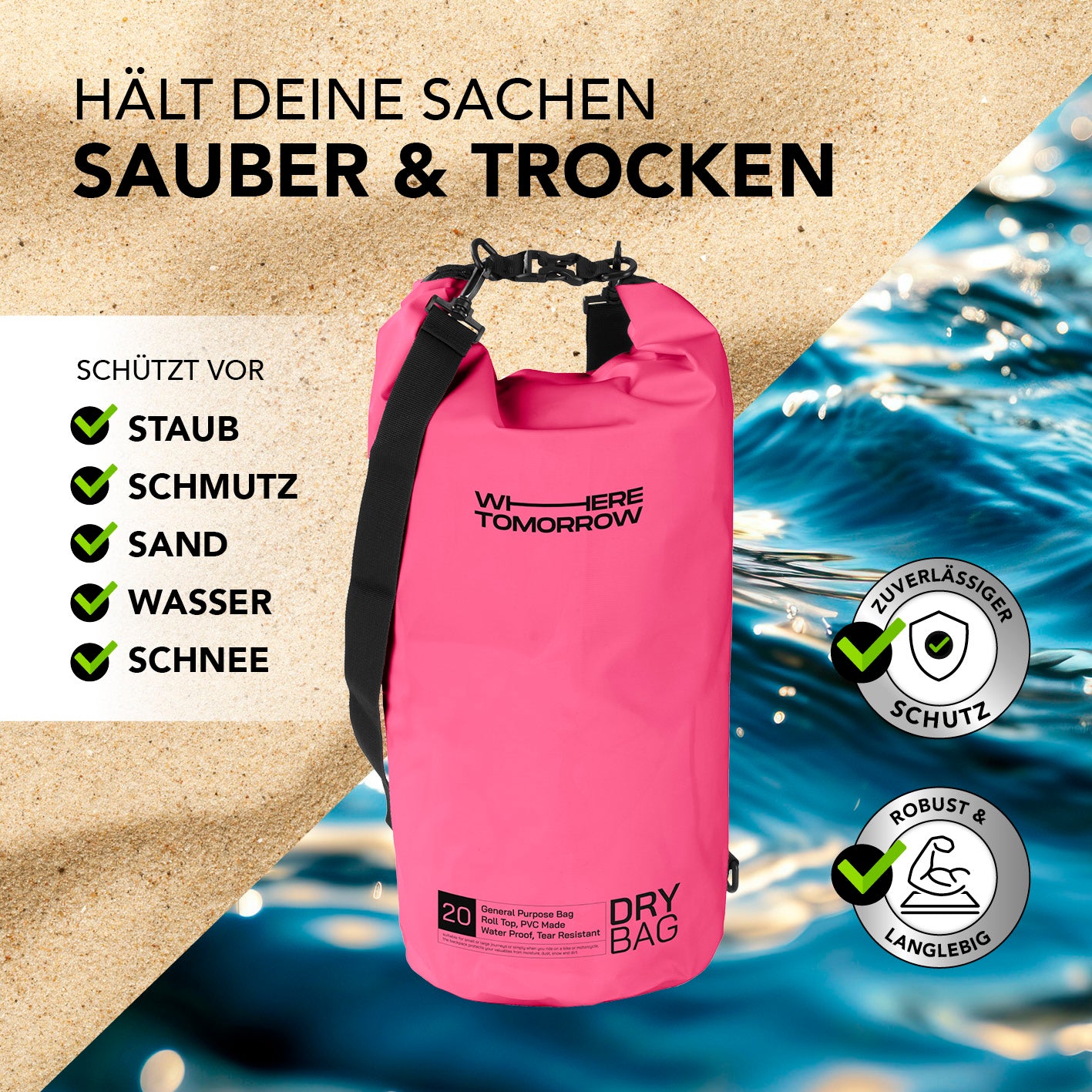 Dry Bag 20L - Style 01 - Pink