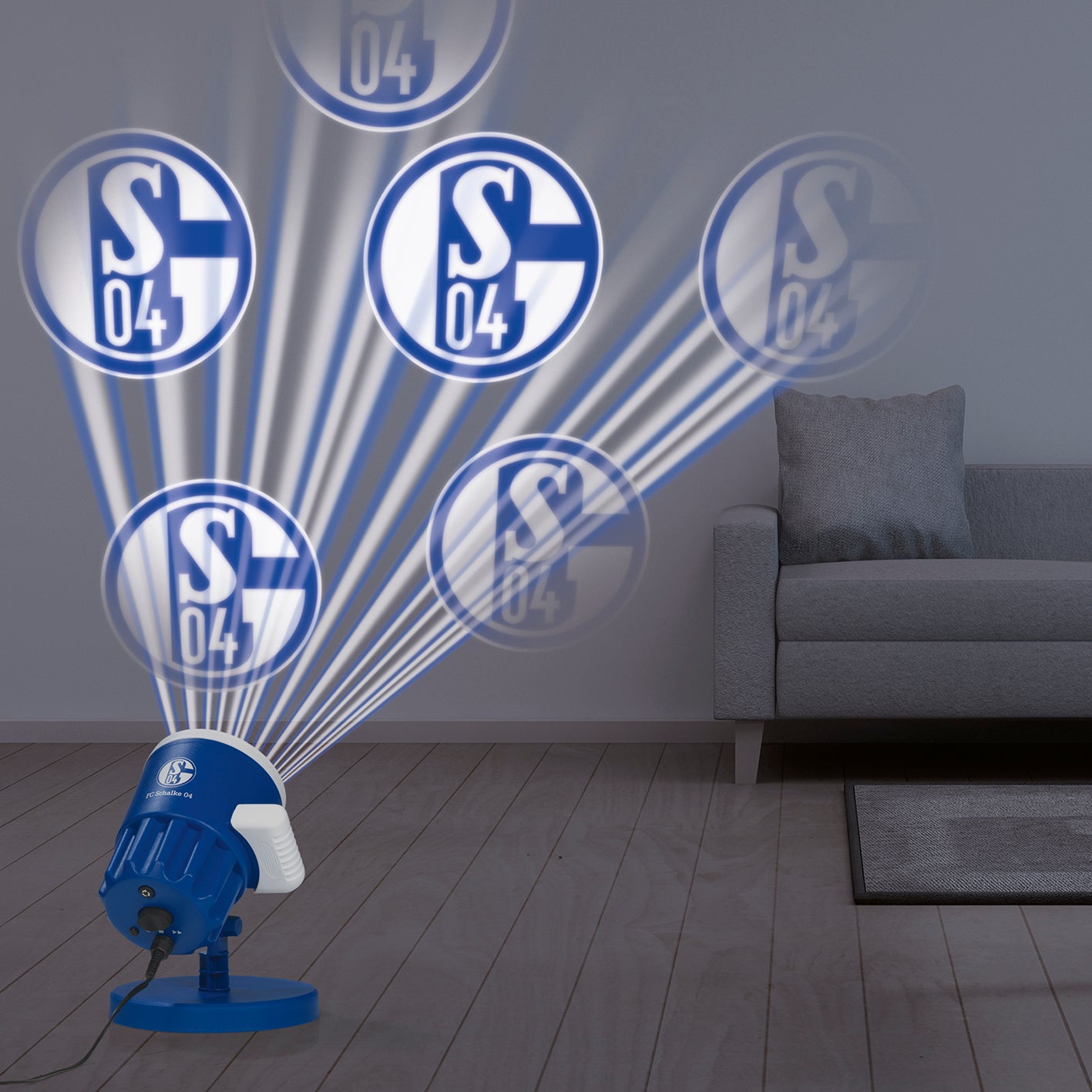 LED-Motivstrahler FC Schalke 05blau/weiß mit Logo