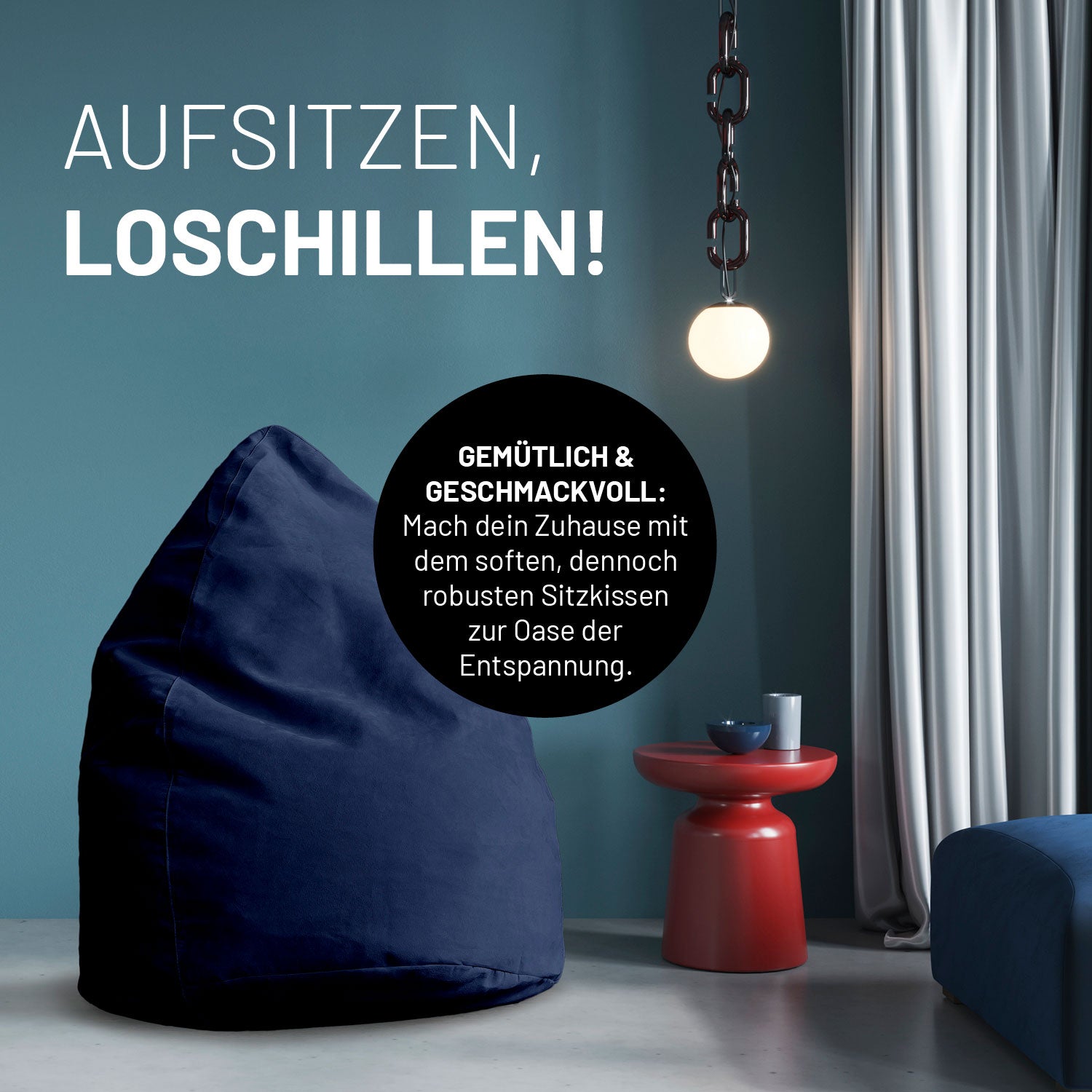 Luxury XL Sitzsack (120 L) - indoor - Dunkelblau