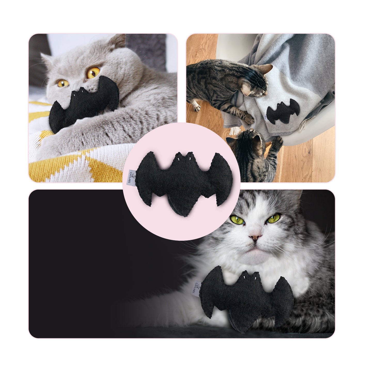 Katzenspielzeug "Flauschige Fledermaus" mit Baldrianwurzel