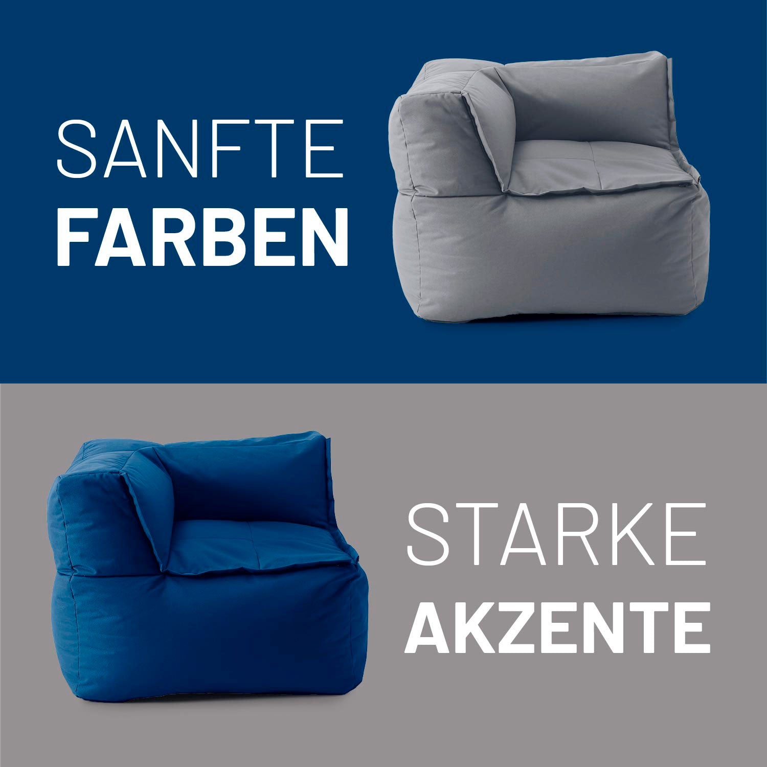 Sitzsack-Sofa Ecke links (340 L) - Modulares System - indoor & outdoor - Grau