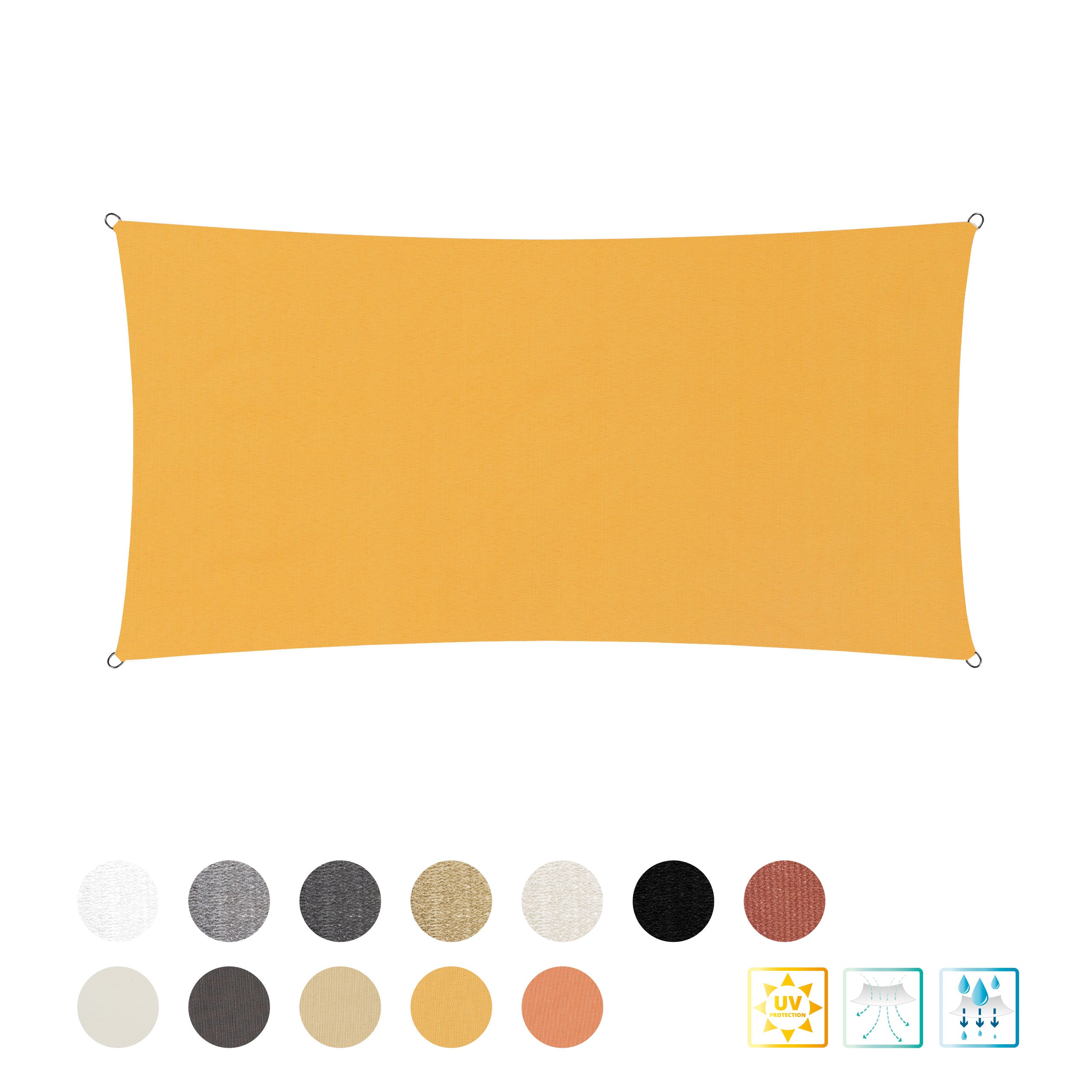 Sonnensegel Polyester - Rechteck 2 x 4 Meter - Gelb