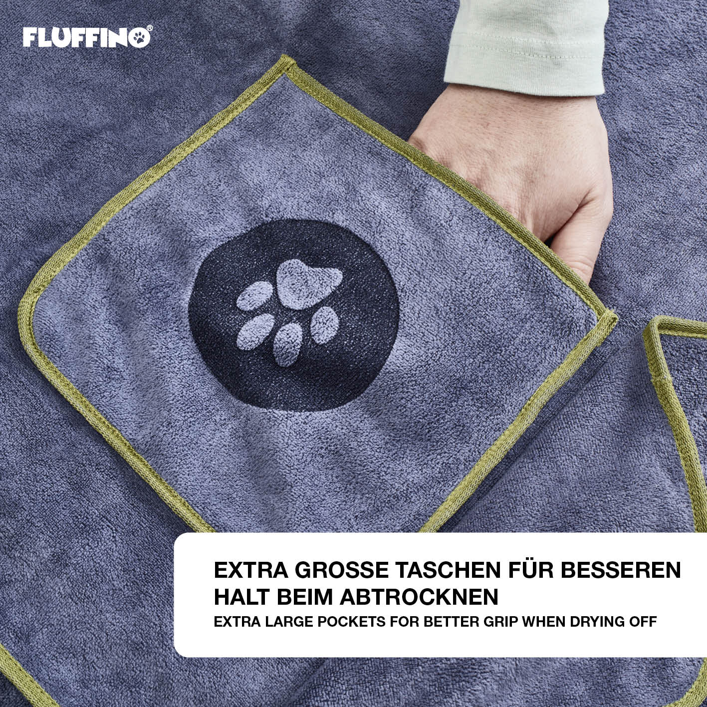 Hundehandtuch Mikrofaser – 4er-Pack - Grau & Grün