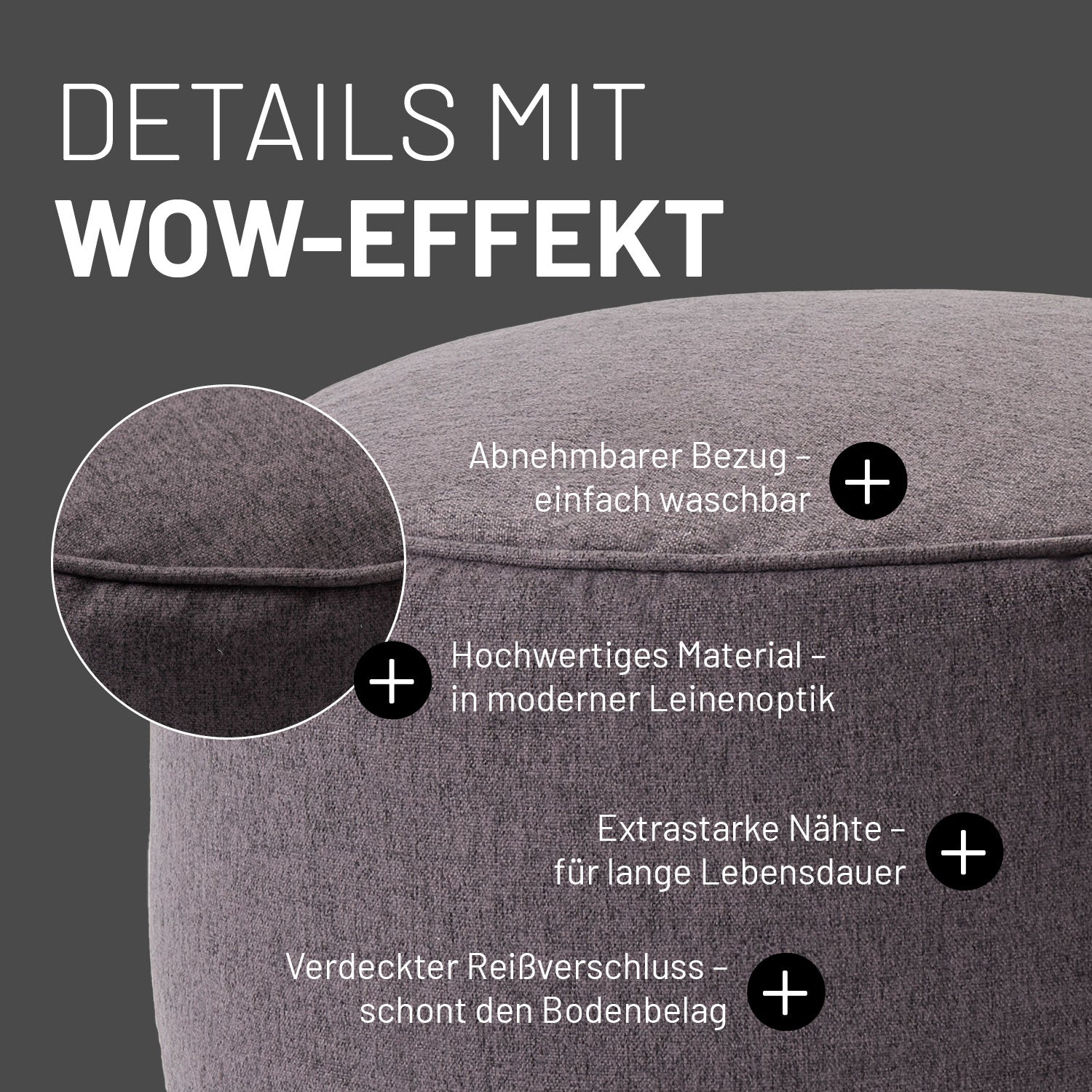 Comfort Line Sitzsack-Hocker/Pouf (50 L) - indoor - Dunkelgrau