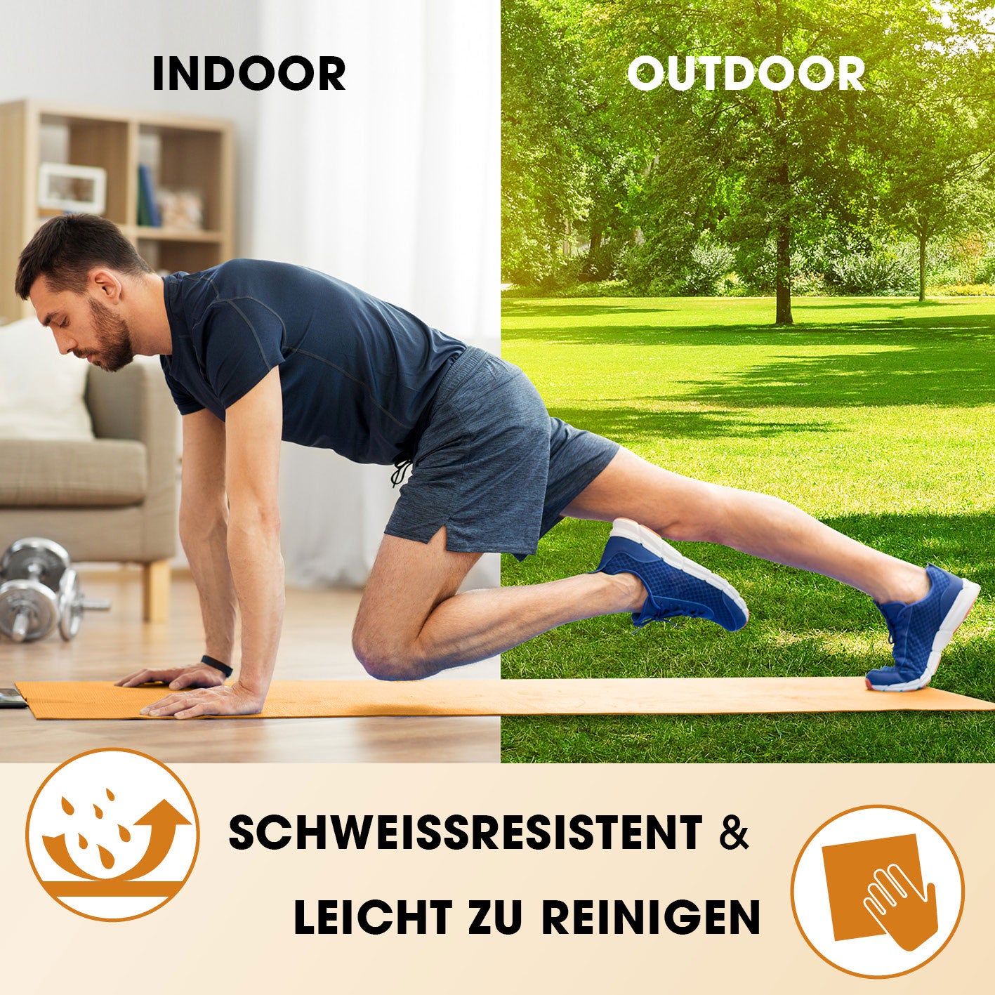 Fitness- und Gymnastikmatte - 190 x 100 x 1 cm - Orange